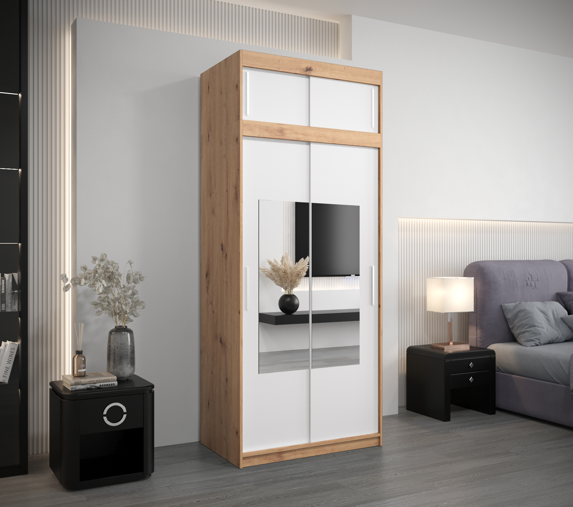 Šatní skříň Abi To s nástavcem Barva korpusu: Bílá