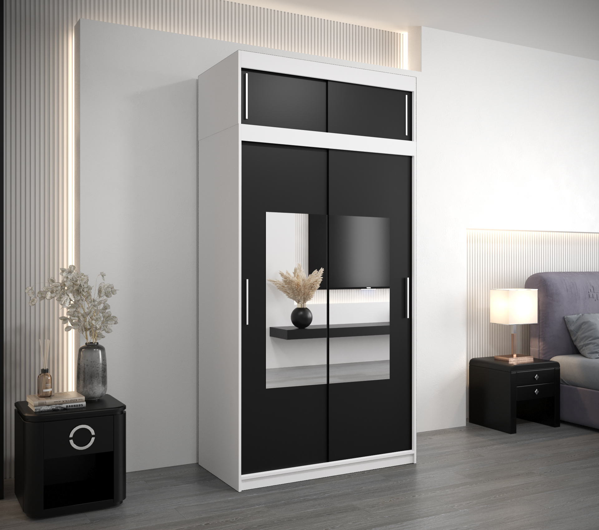 Šatní skříň Abi To s nástavcem Barva korpusu: Bílá