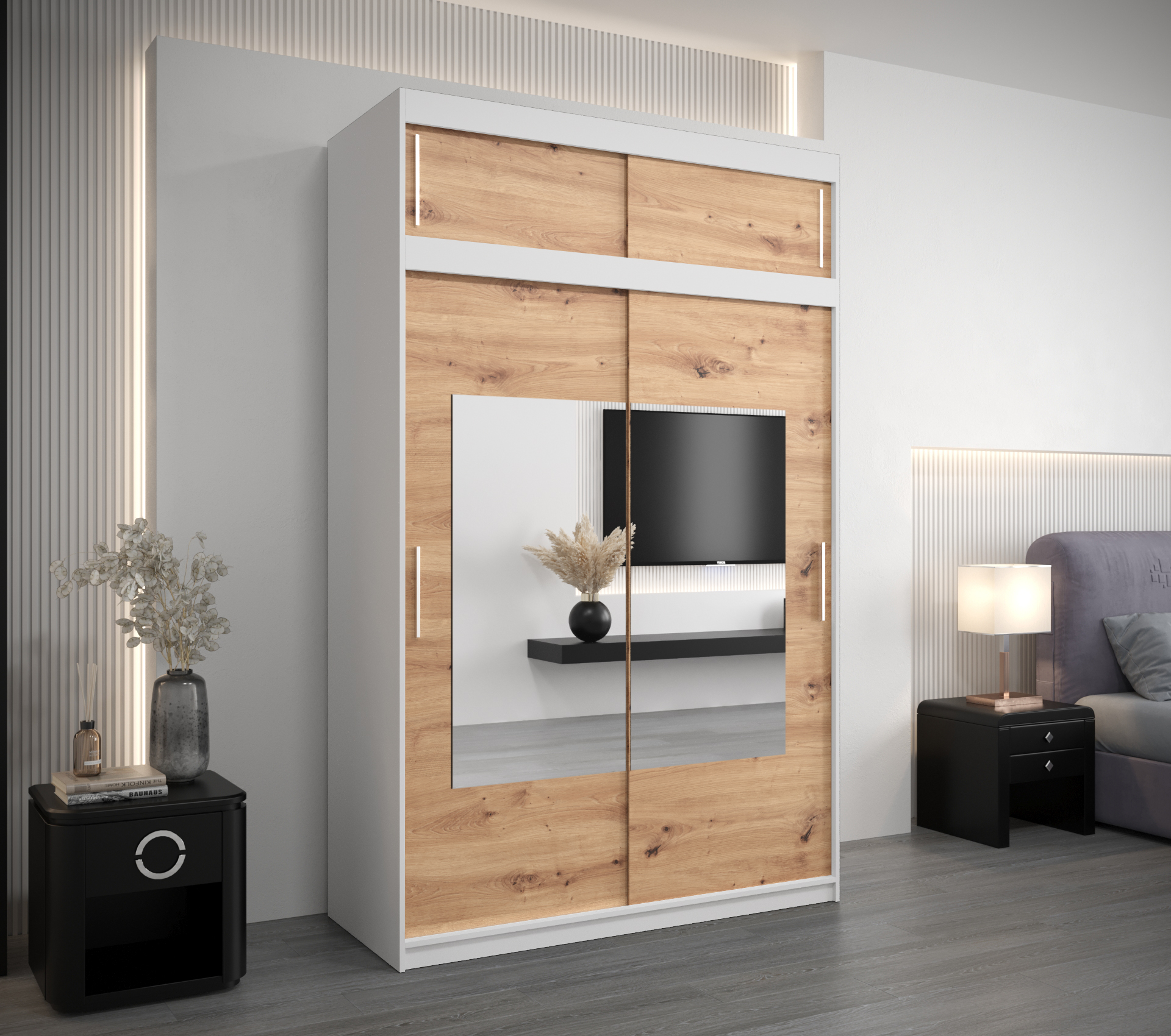 Šatní skříň Abi To s nástavcem Barva korpusu: Bílá