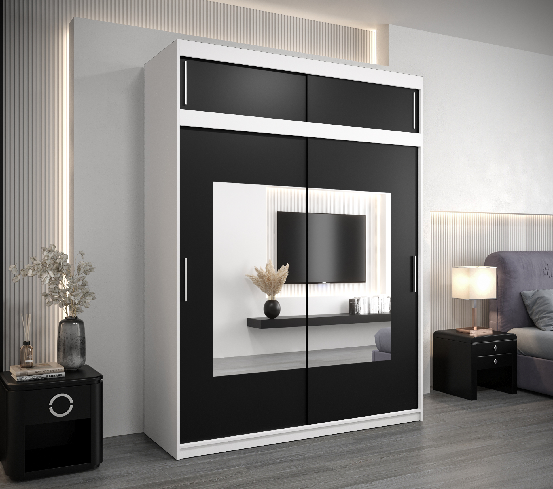 Šatní skříň Abi To s nástavcem Barva korpusu: Bílá