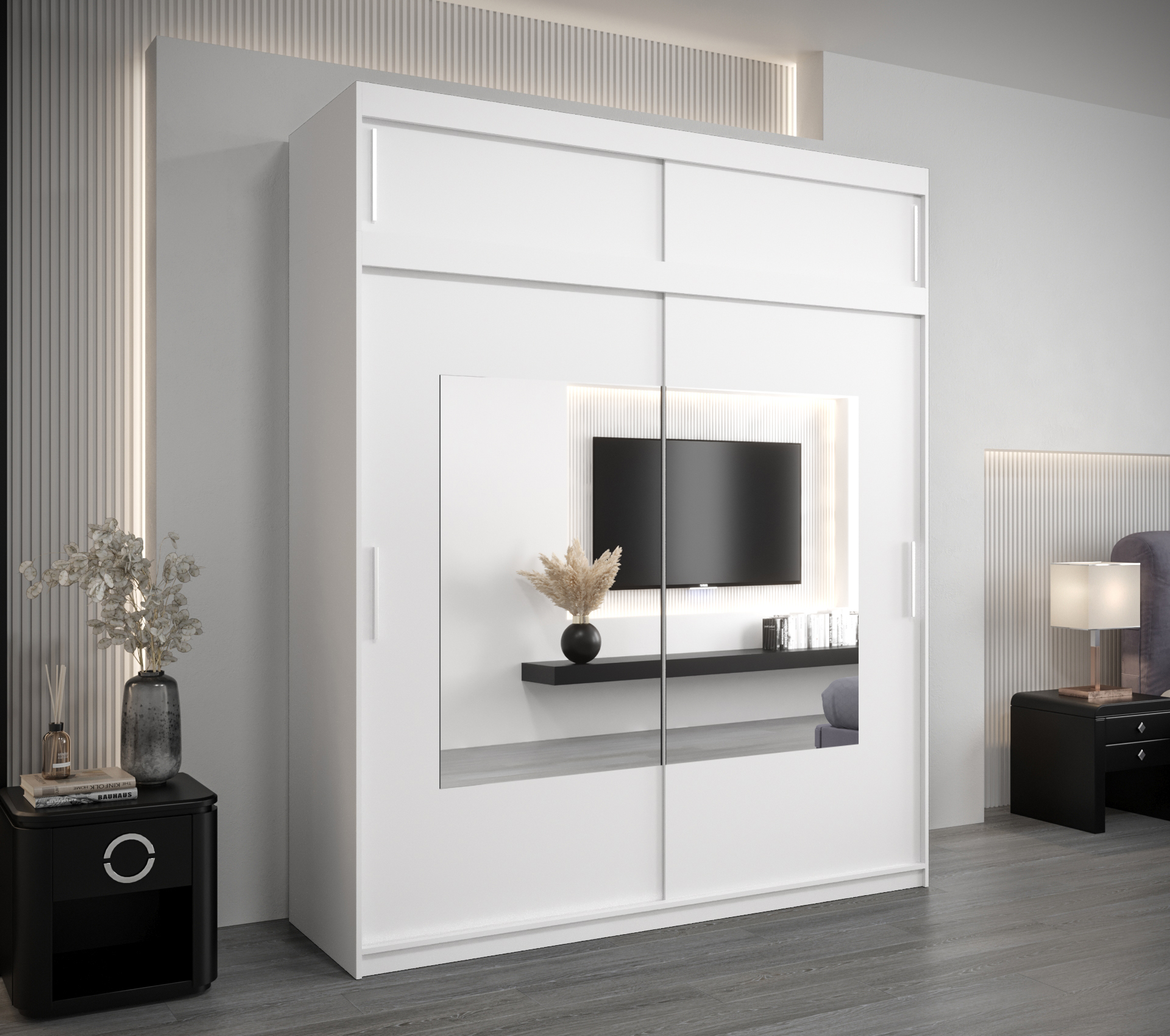 Šatní skříň Abi To s nástavcem Barva korpusu: Bílá