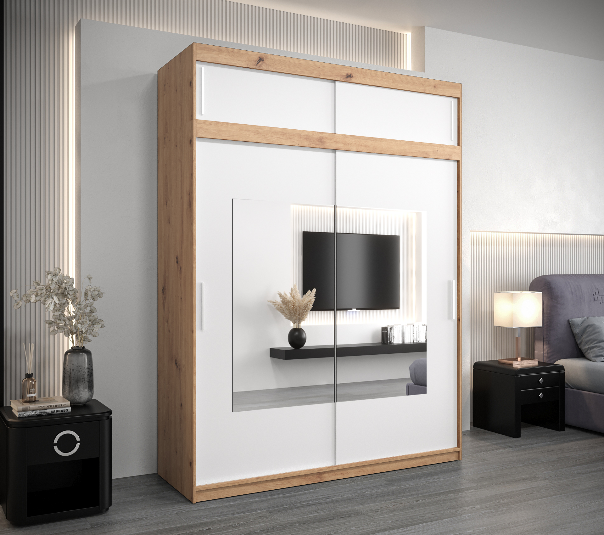 Šatní skříň Abi To s nástavcem Barva korpusu: Bílá