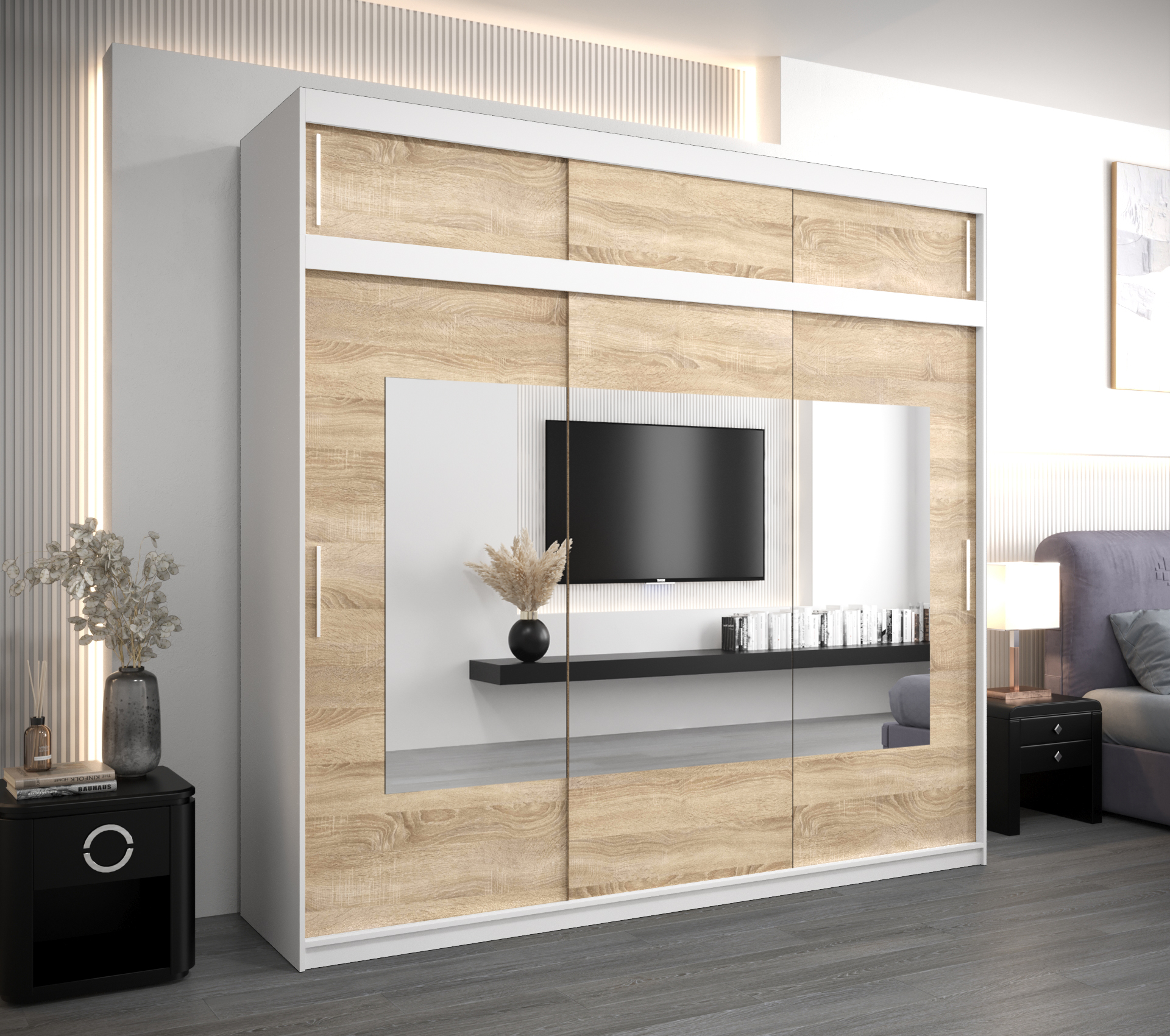 Šatní skříň Abi To s nástavcem Barva korpusu: Bílá