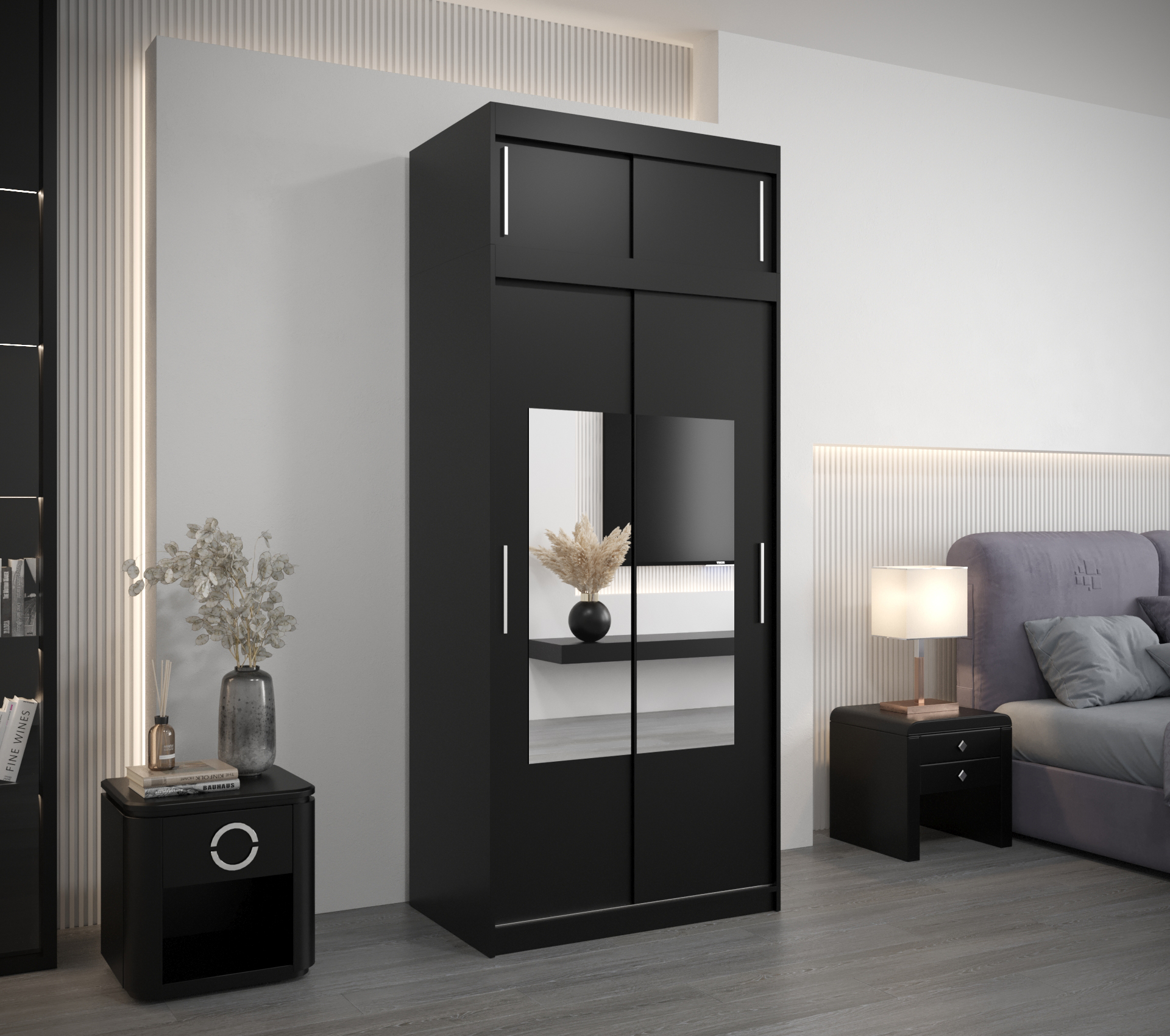 Šatní skříň Abi To s nástavcem Barva korpusu: Černá