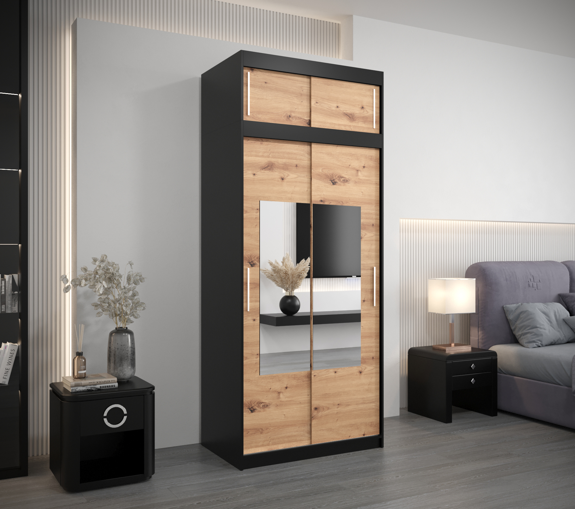 Šatní skříň Abi To s nástavcem Barva korpusu: Černá