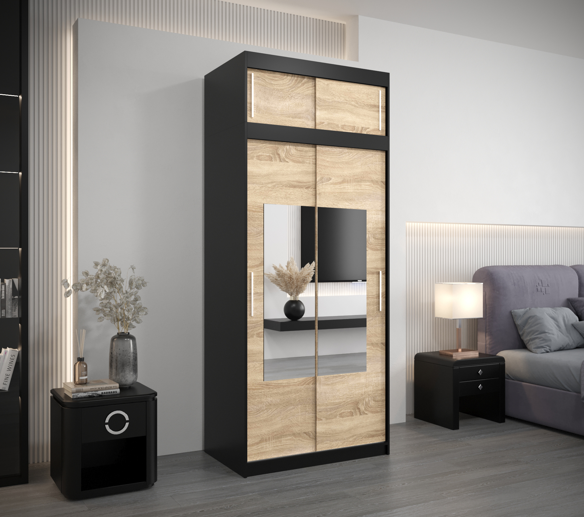 Šatní skříň Abi To s nástavcem Barva korpusu: Černá