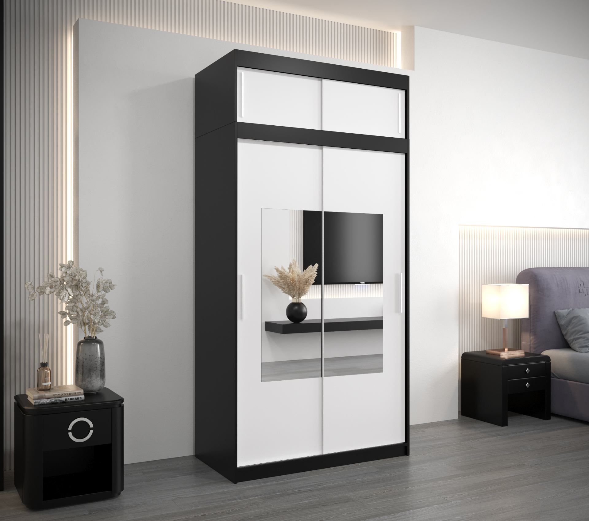 Šatní skříň Abi To s nástavcem Barva korpusu: Černá