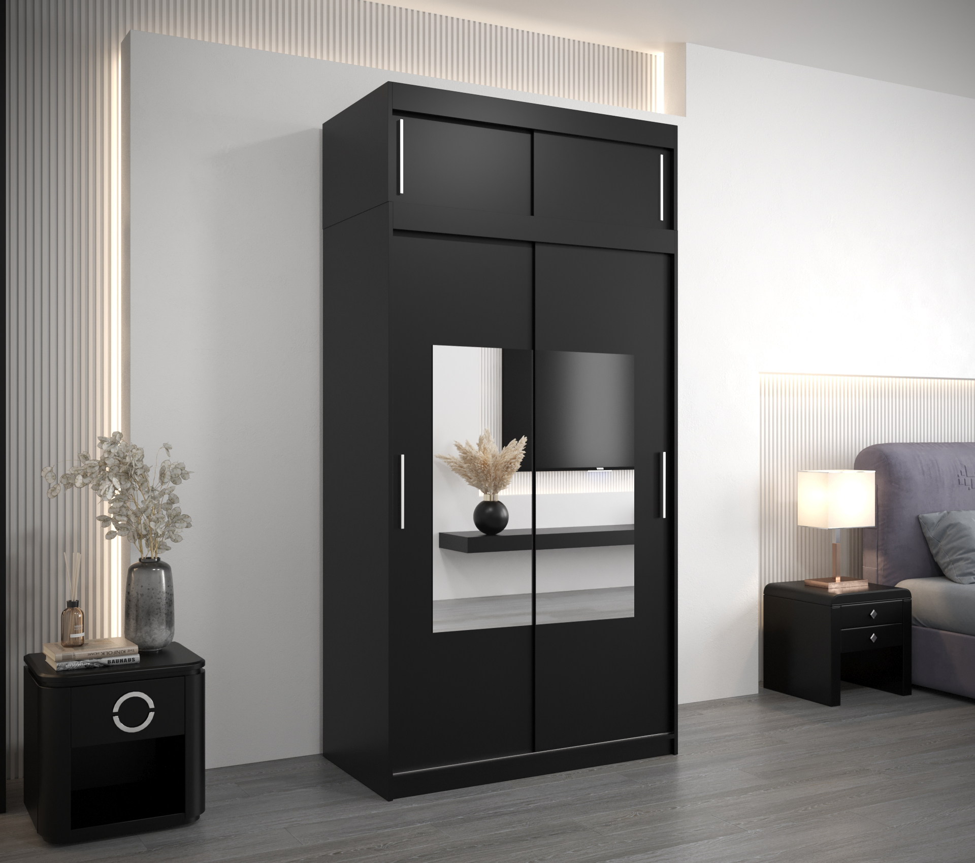 Šatní skříň Abi To s nástavcem Barva korpusu: Černá