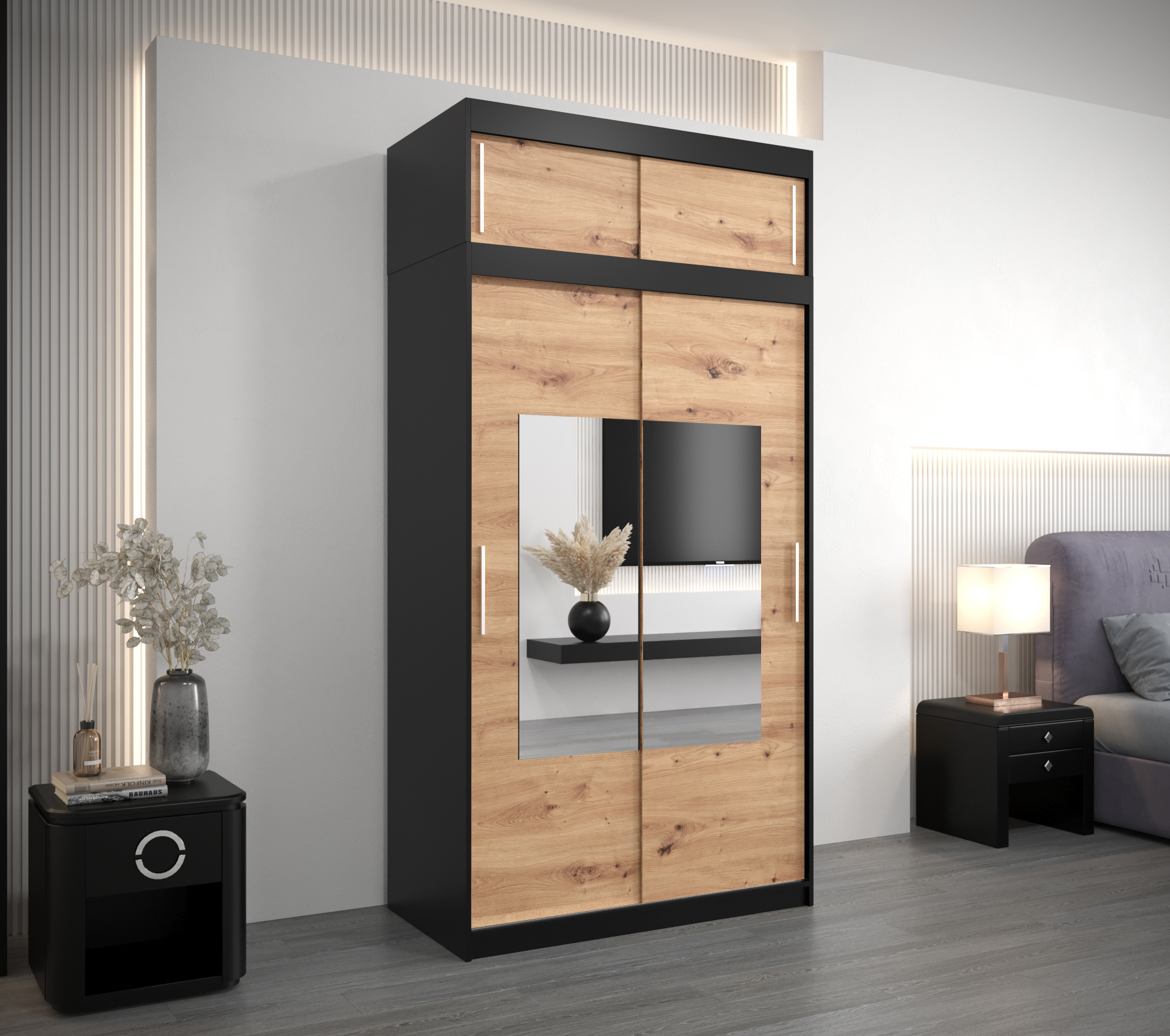 Šatní skříň Abi To s nástavcem Barva korpusu: Černá