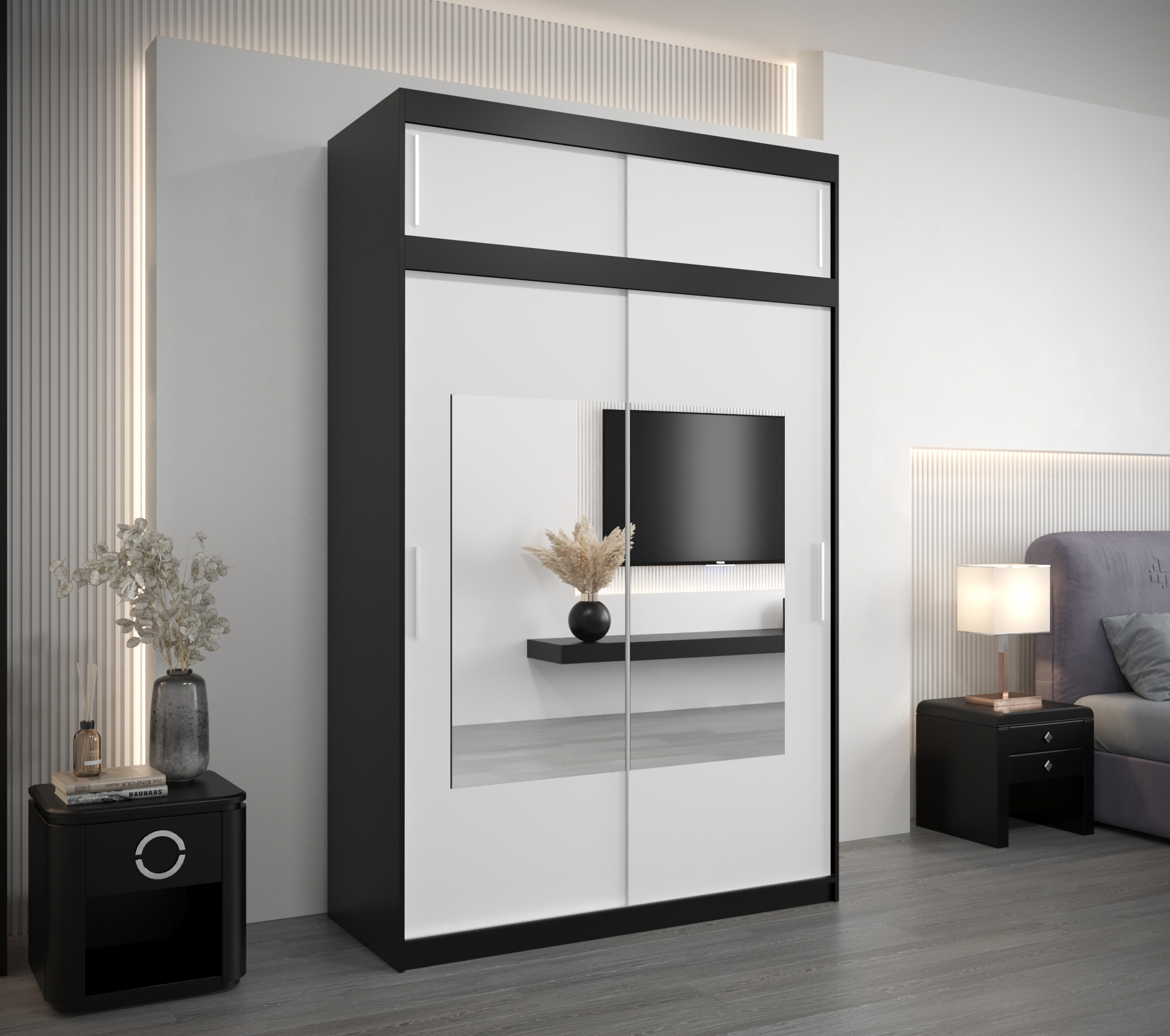 Šatní skříň Abi To s nástavcem Barva korpusu: Černá