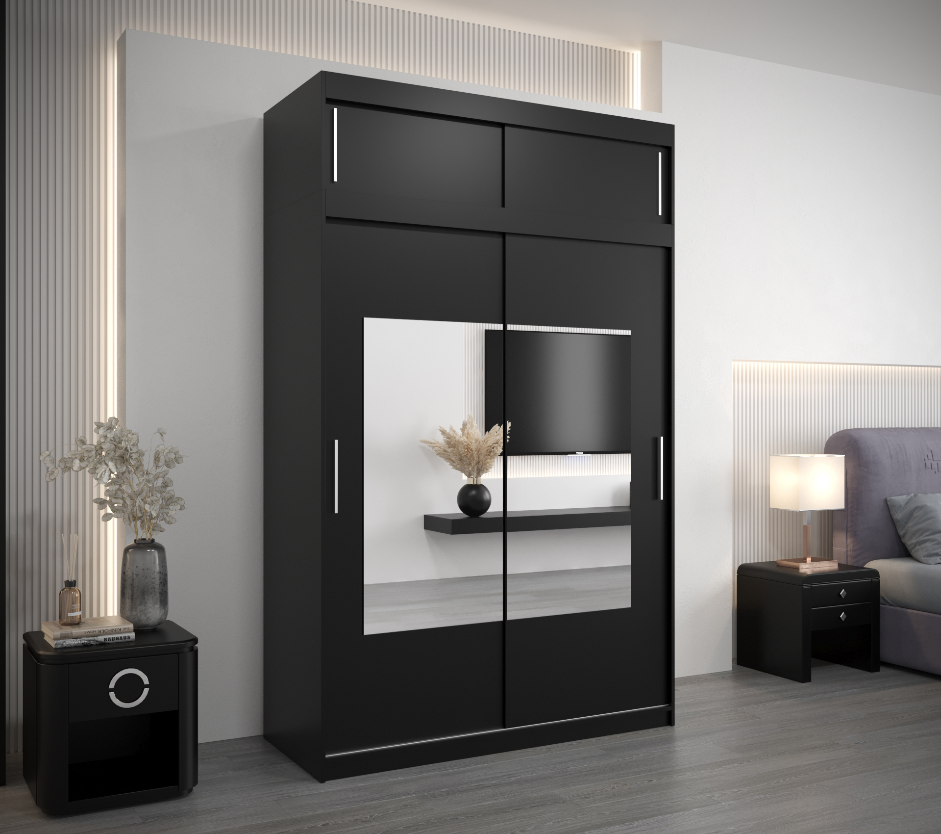 Šatní skříň Abi To s nástavcem Barva korpusu: Černá