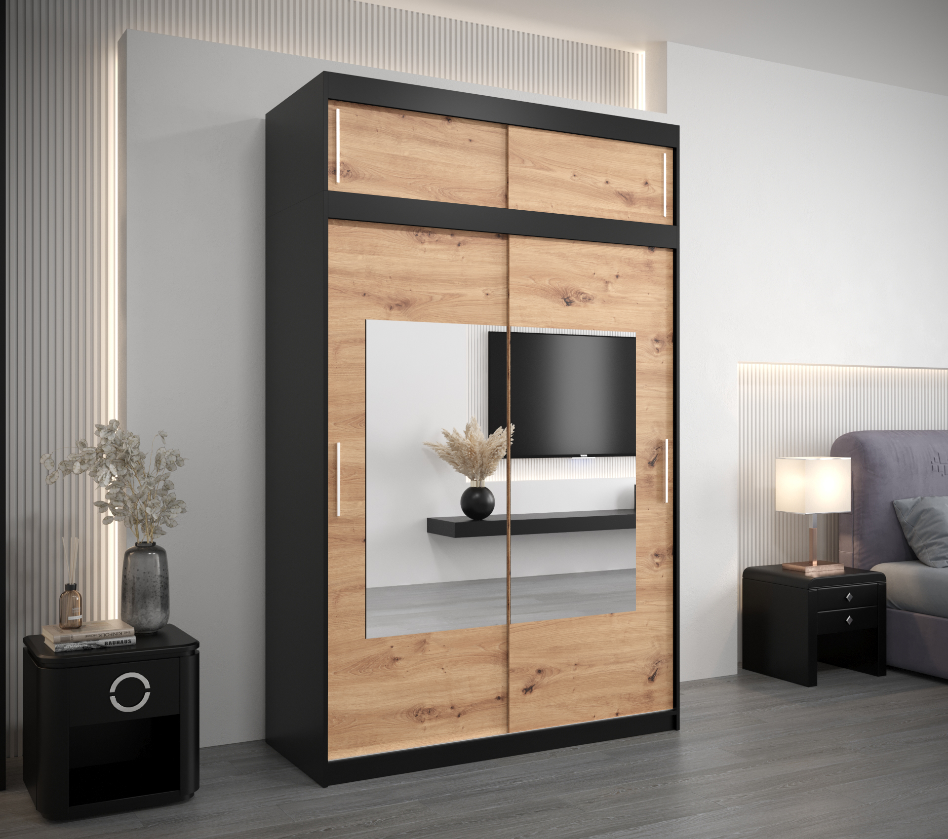 Šatní skříň Abi To s nástavcem Barva korpusu: Černá