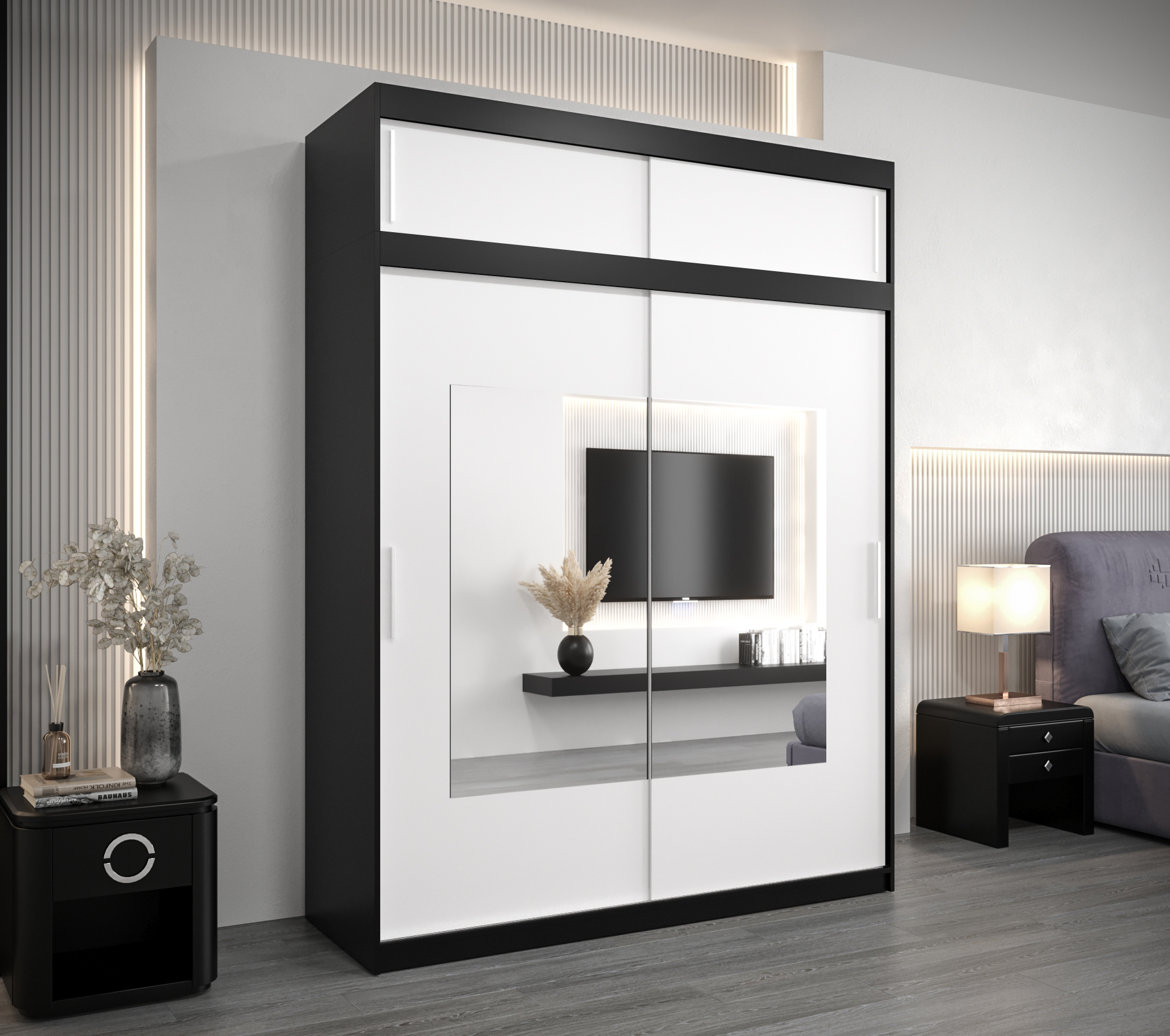 Šatní skříň Abi To s nástavcem Barva korpusu: Černá