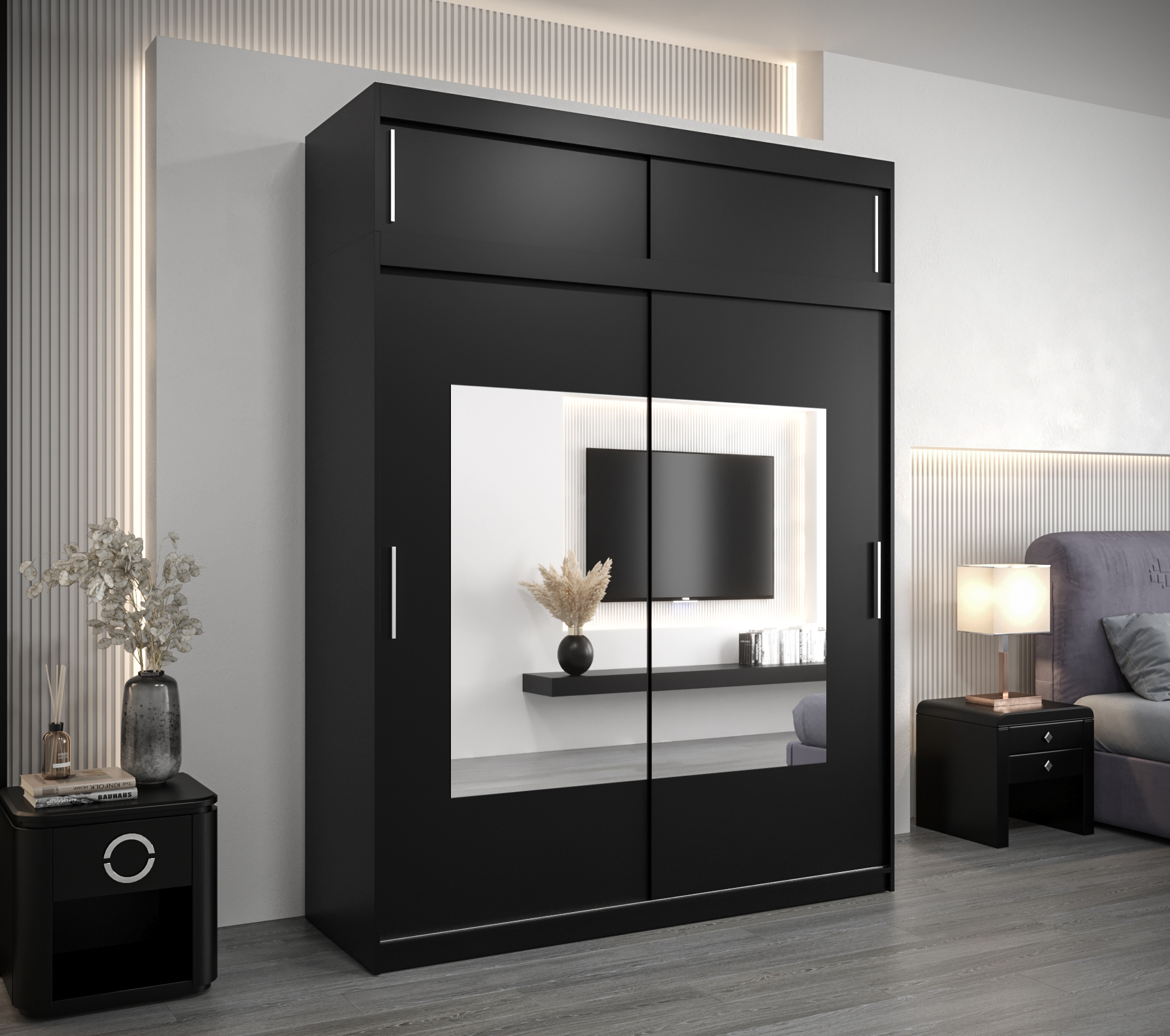 Šatní skříň Abi To s nástavcem Barva korpusu: Černá