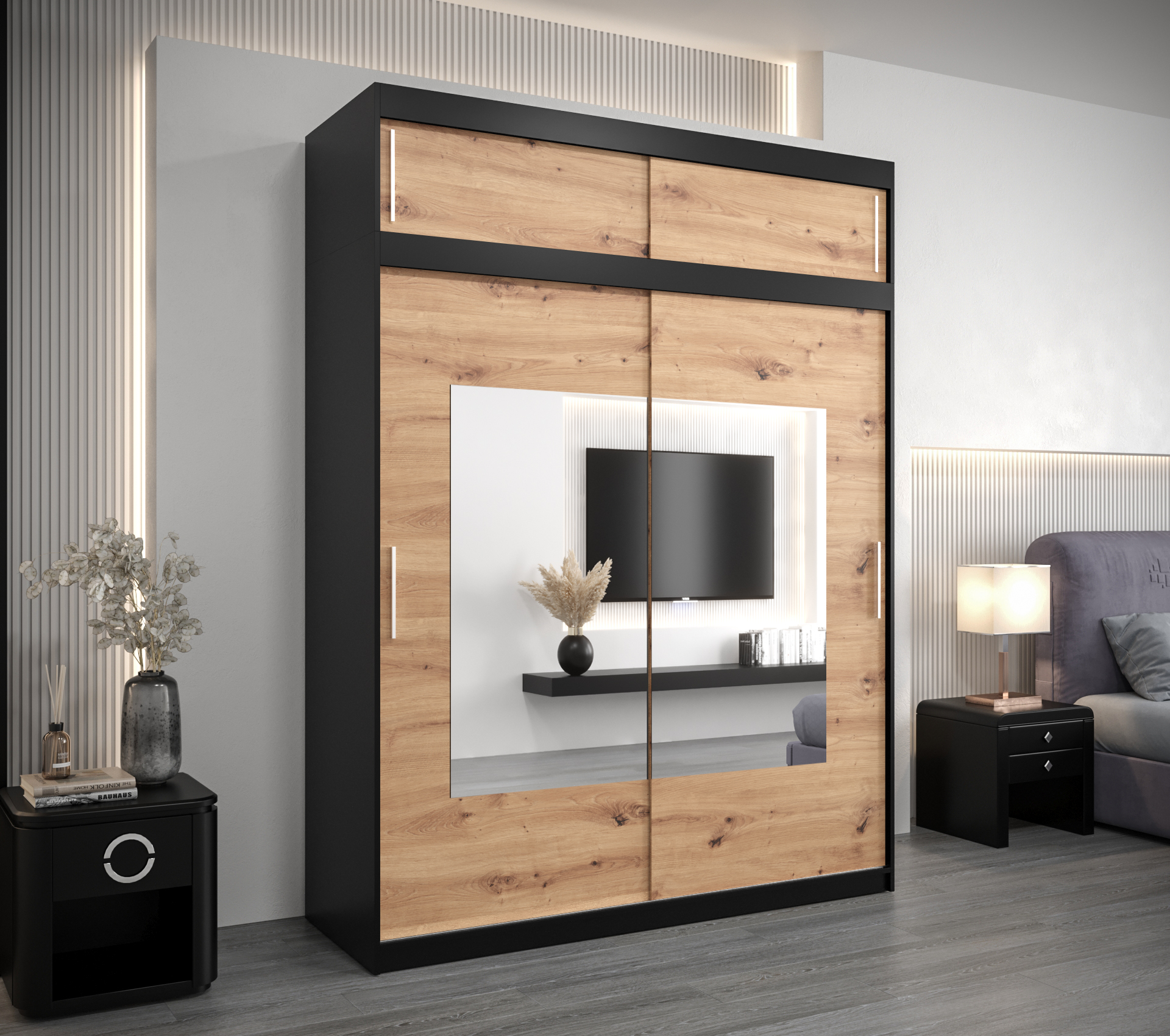 Šatní skříň Abi To s nástavcem Barva korpusu: Černá