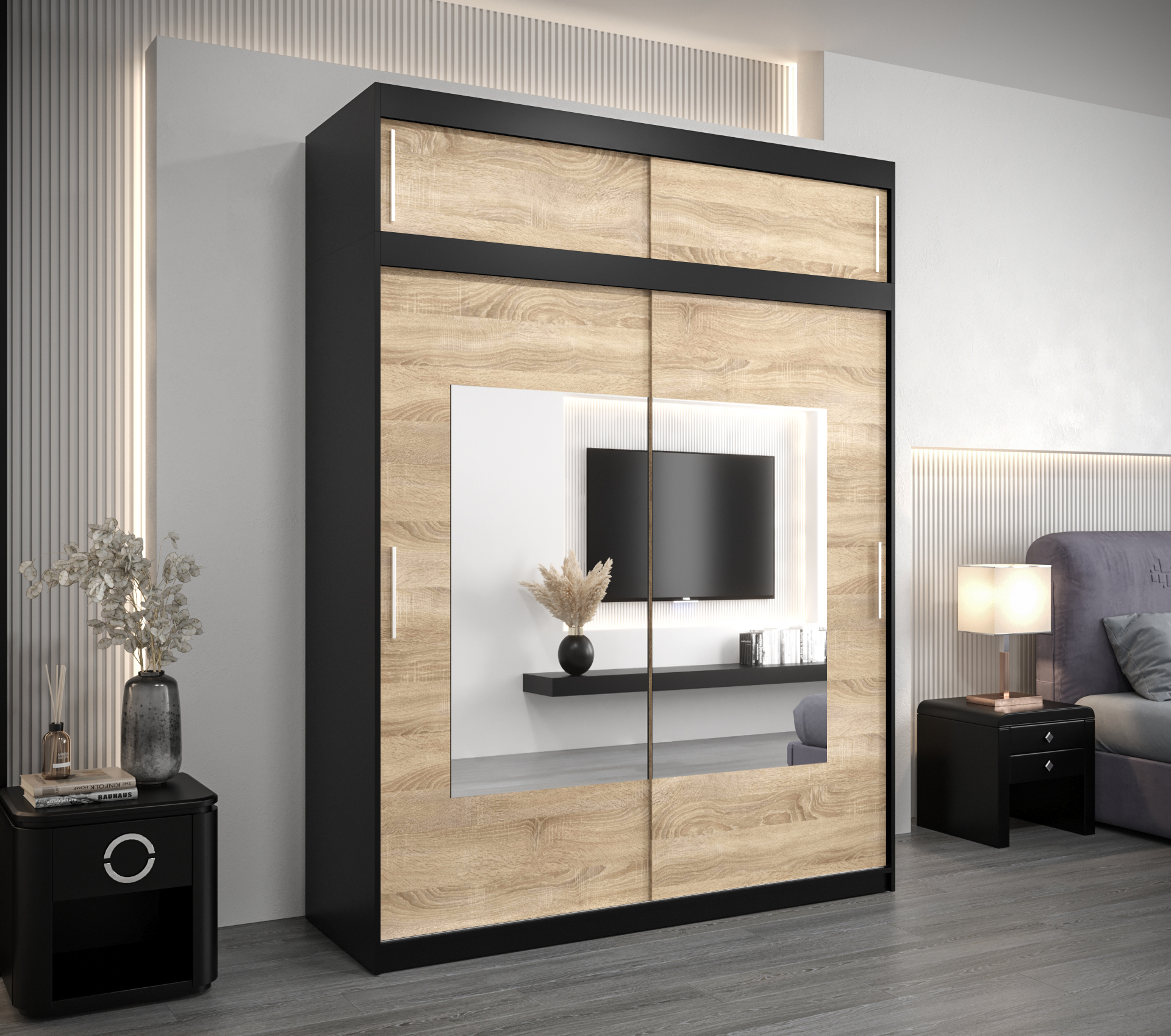 Šatní skříň Abi To s nástavcem Barva korpusu: Černá