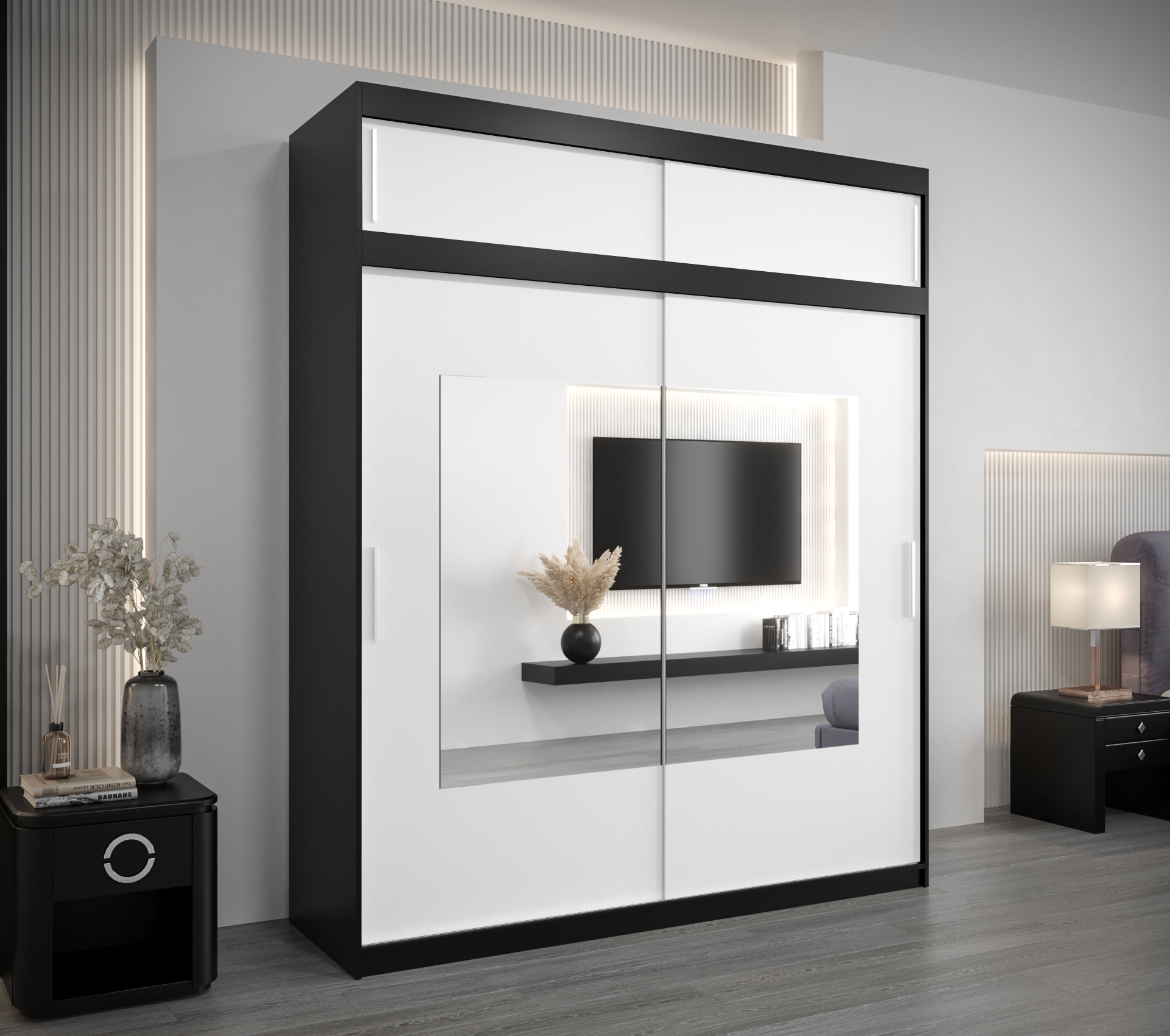 Šatní skříň Abi To s nástavcem Barva korpusu: Černá