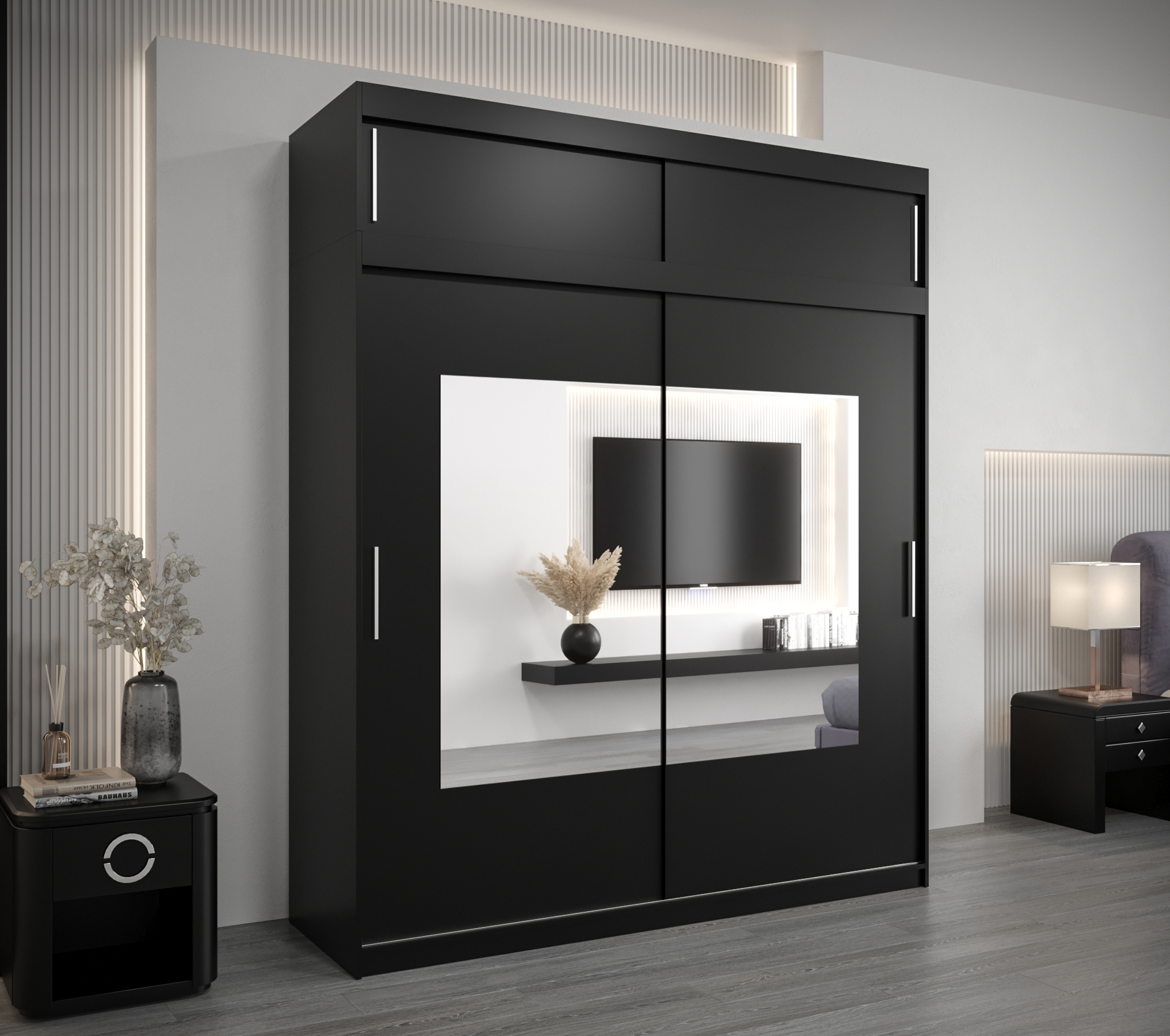 Šatní skříň Abi To s nástavcem Barva korpusu: Černá