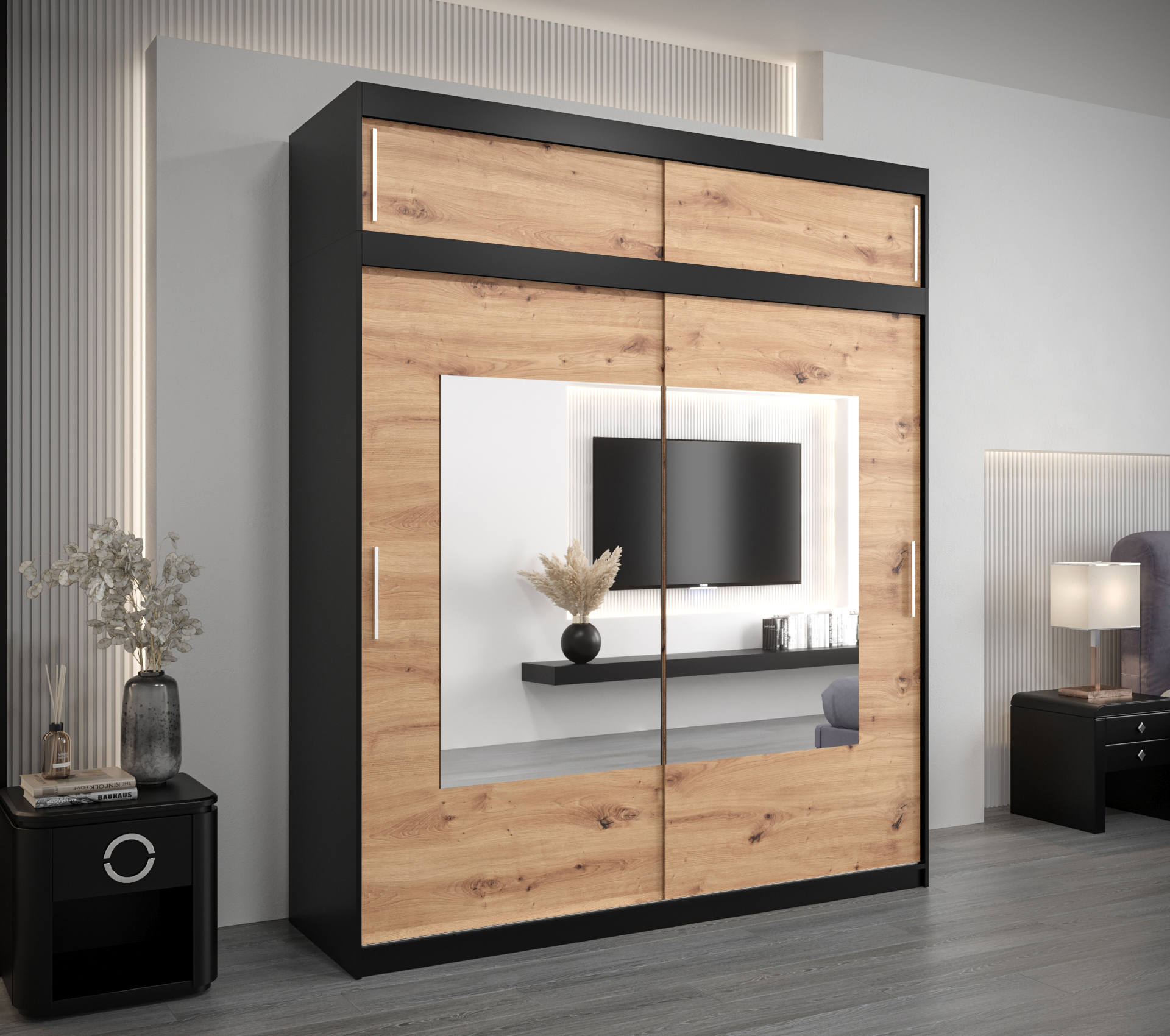 Šatní skříň Abi To s nástavcem Barva korpusu: Černá