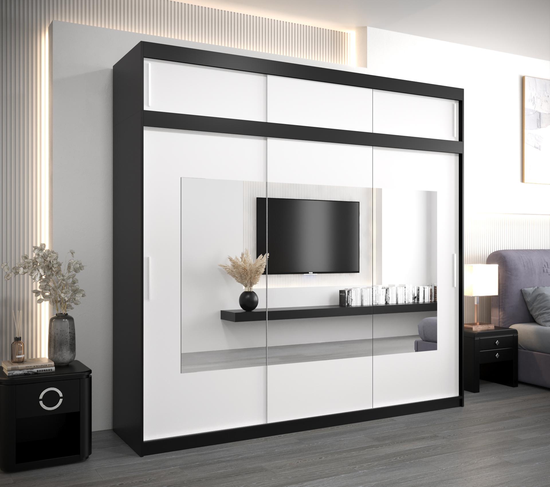 Šatní skříň Abi To s nástavcem Barva korpusu: Černá