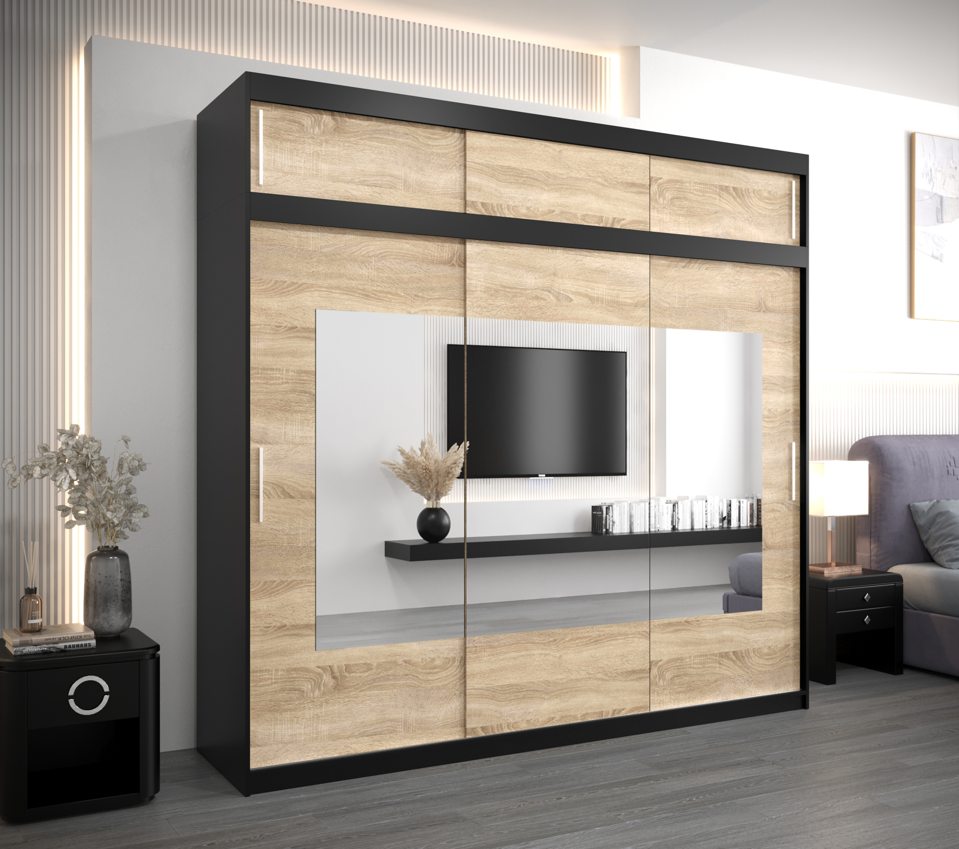 Šatní skříň Abi To s nástavcem Barva korpusu: Černá