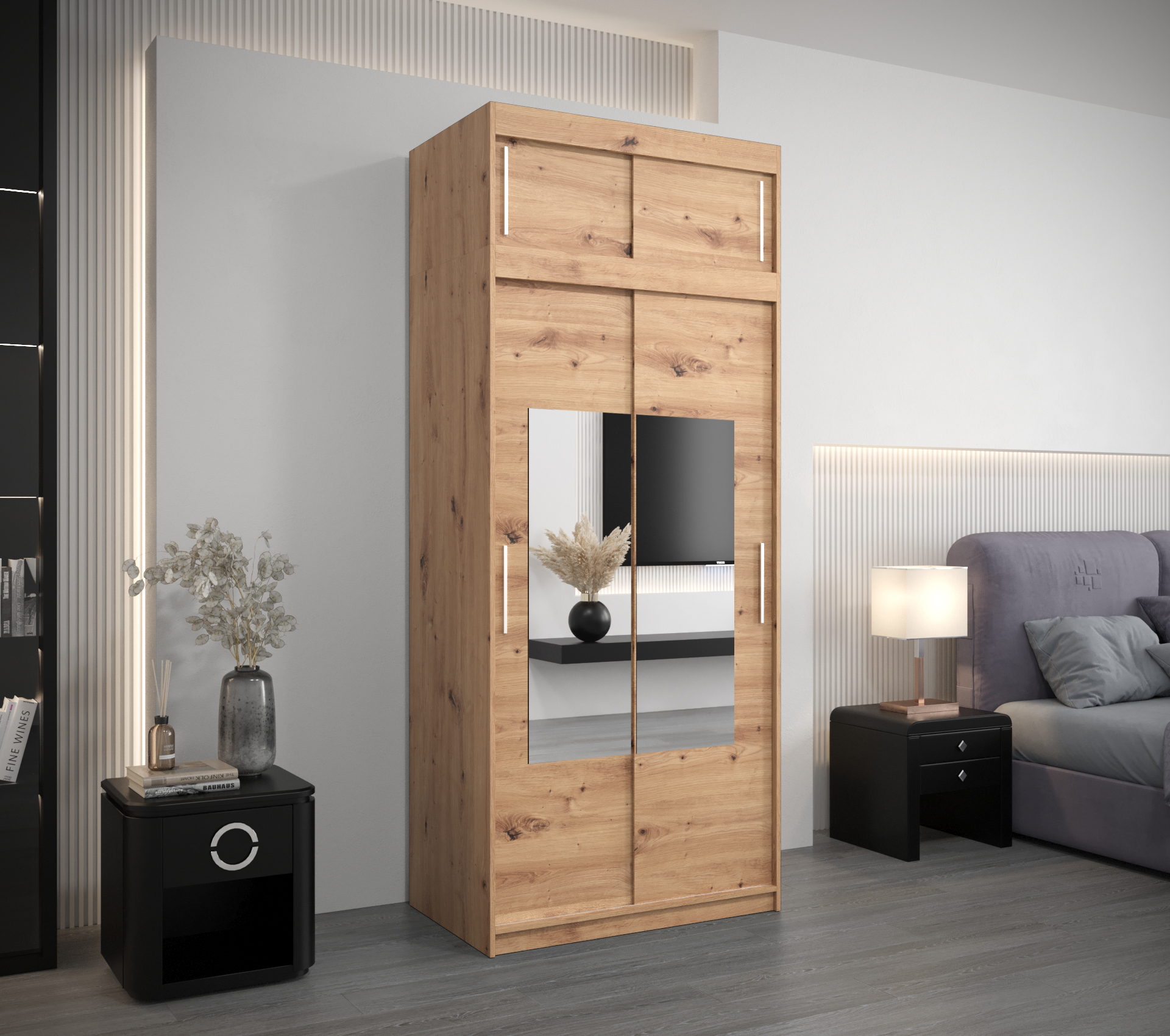 Šatní skříň Abi To s nástavcem Barva korpusu: Dub - Artisan