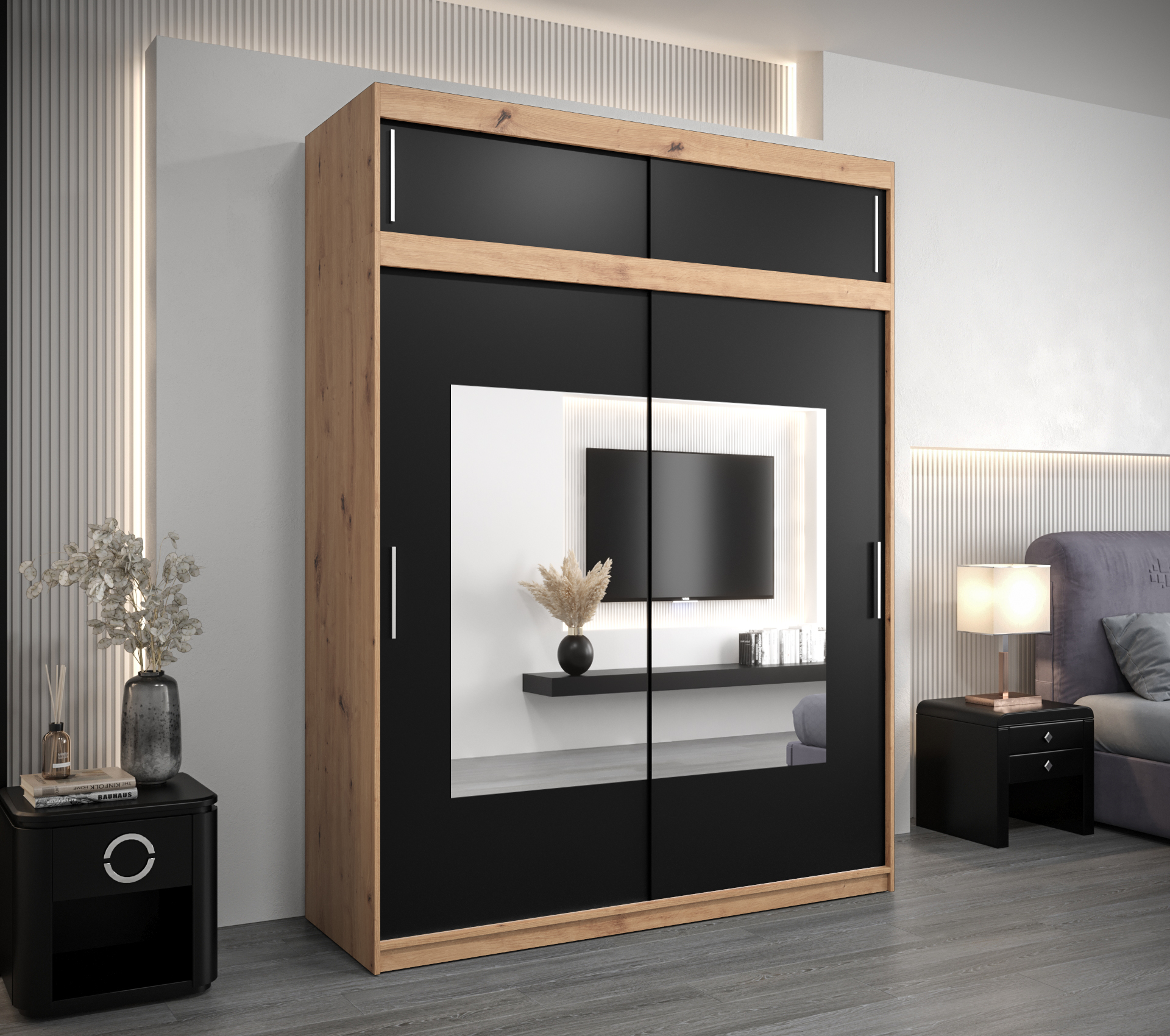 Šatní skříň Abi To s nástavcem Barva korpusu: Dub - Artisan