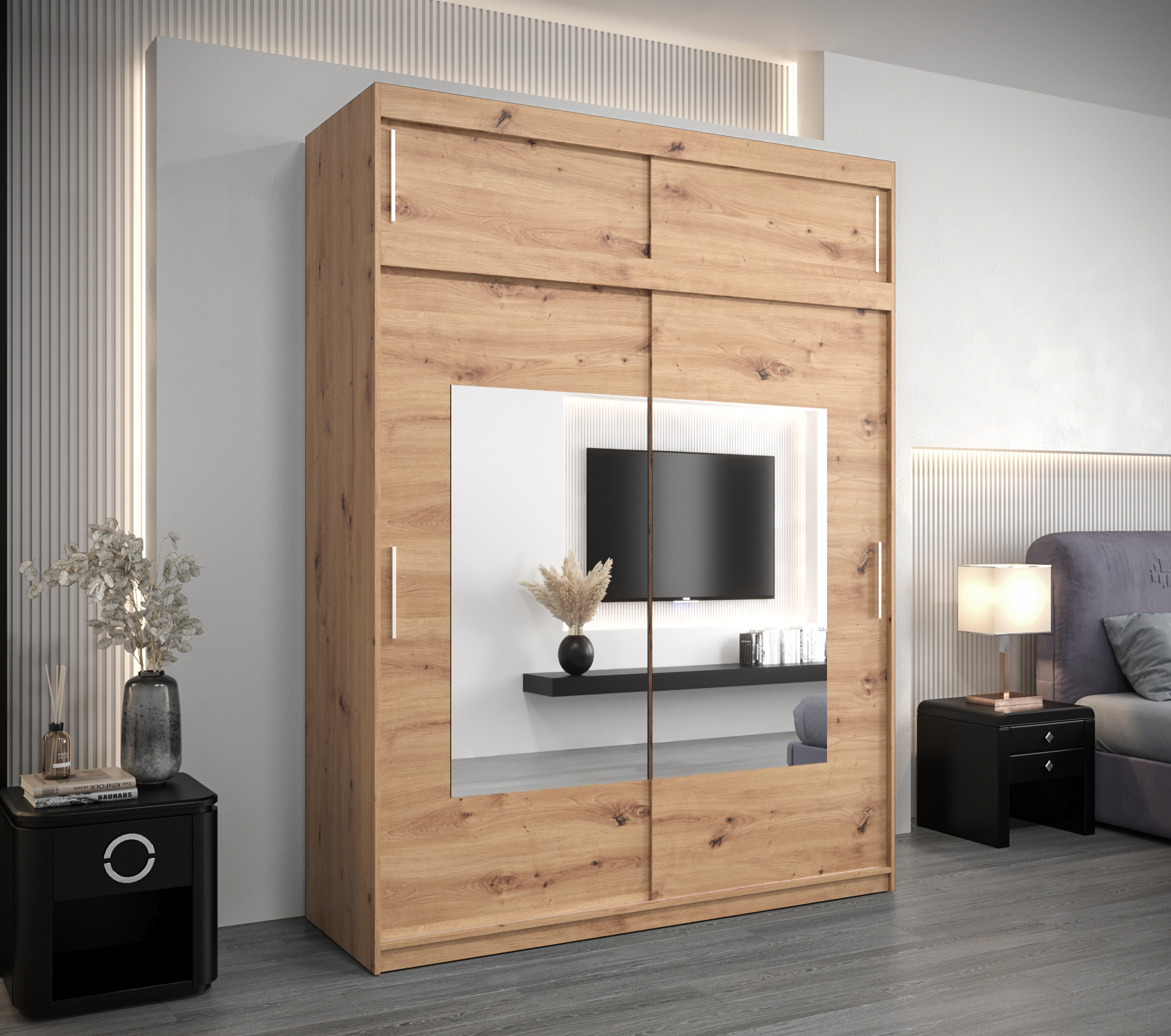 Šatní skříň Abi To s nástavcem Barva korpusu: Dub - Artisan