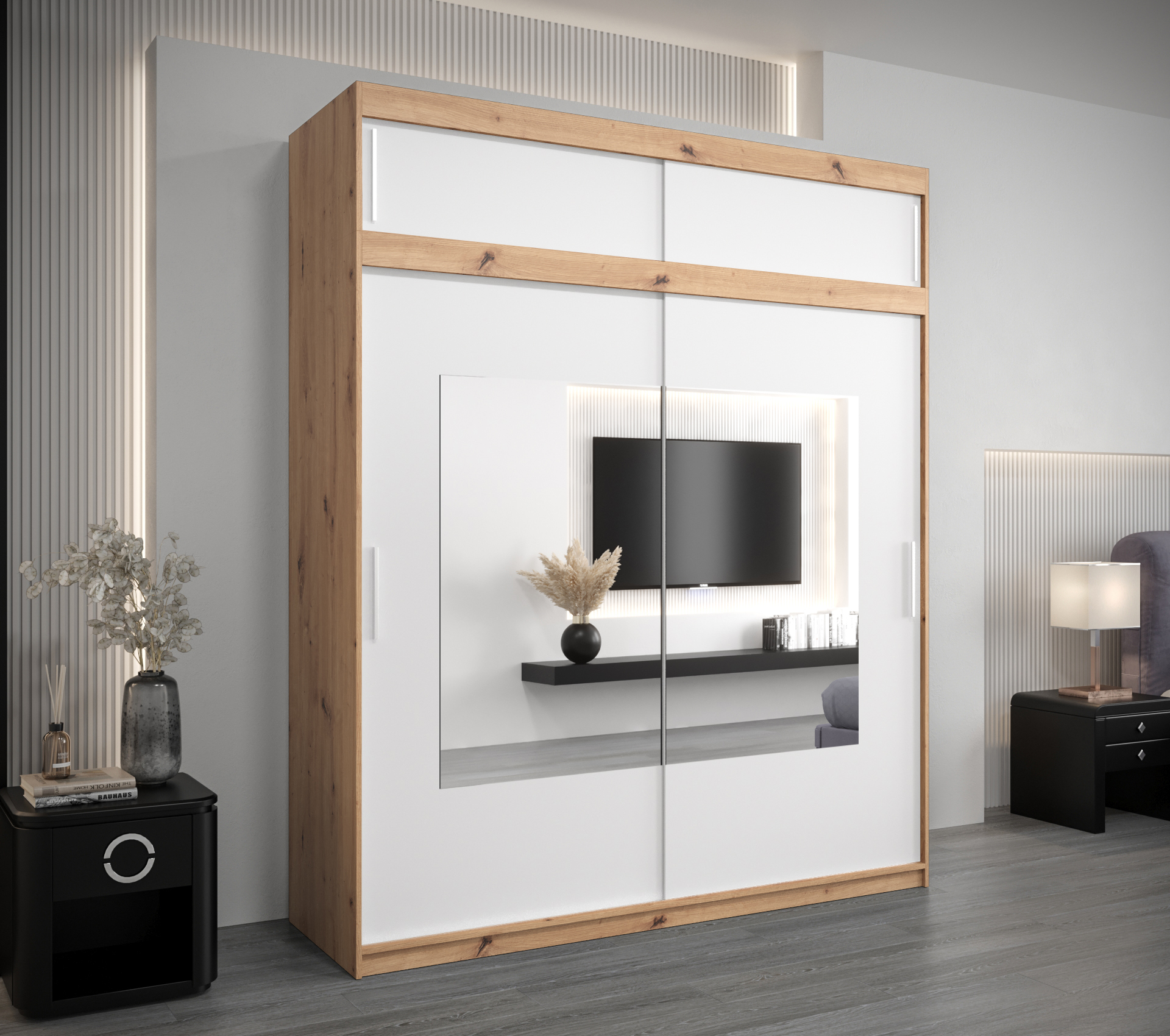 Šatní skříň Abi To s nástavcem Barva korpusu: Dub - Artisan