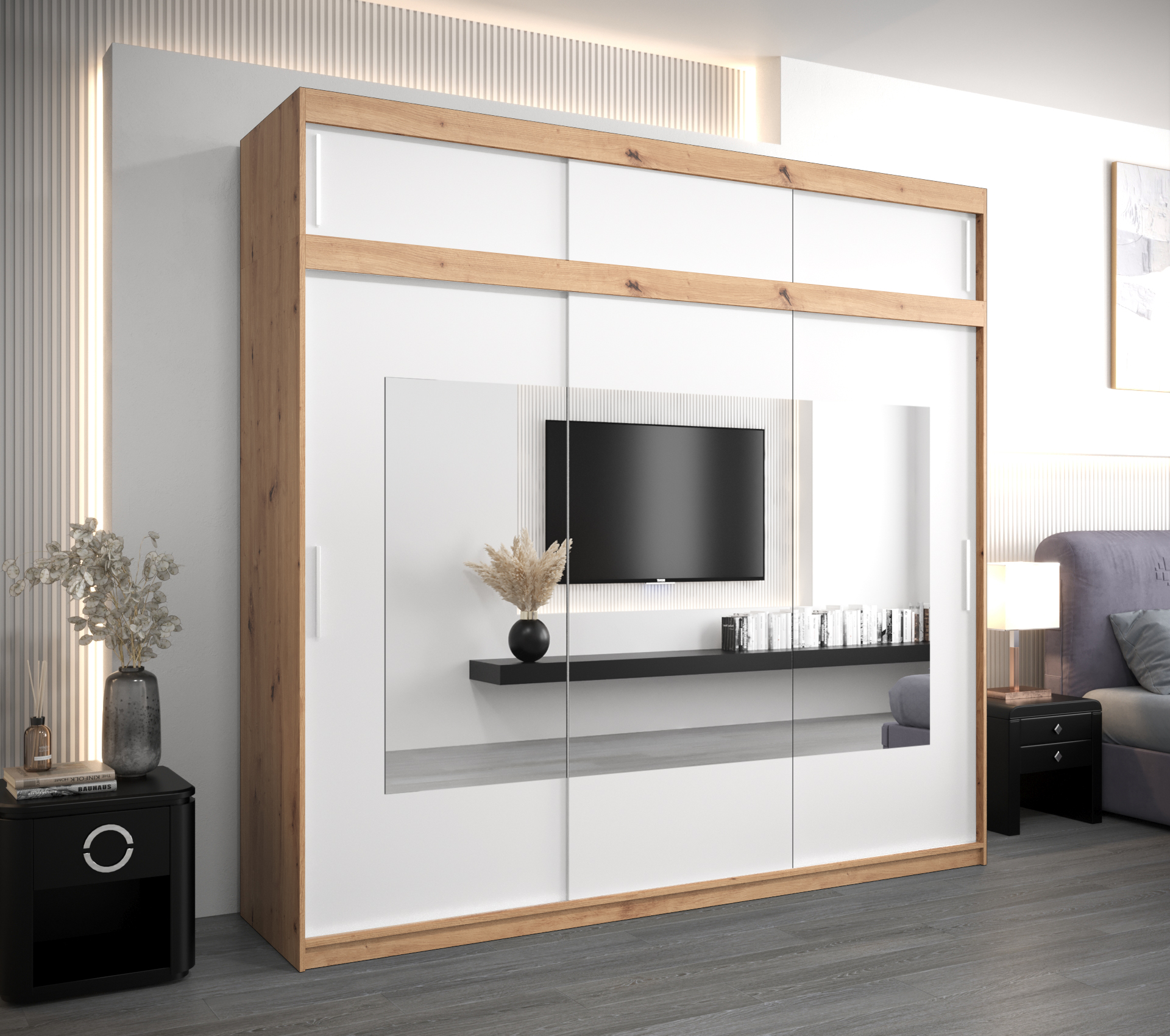 Šatní skříň Abi To s nástavcem Barva korpusu: Dub - Artisan