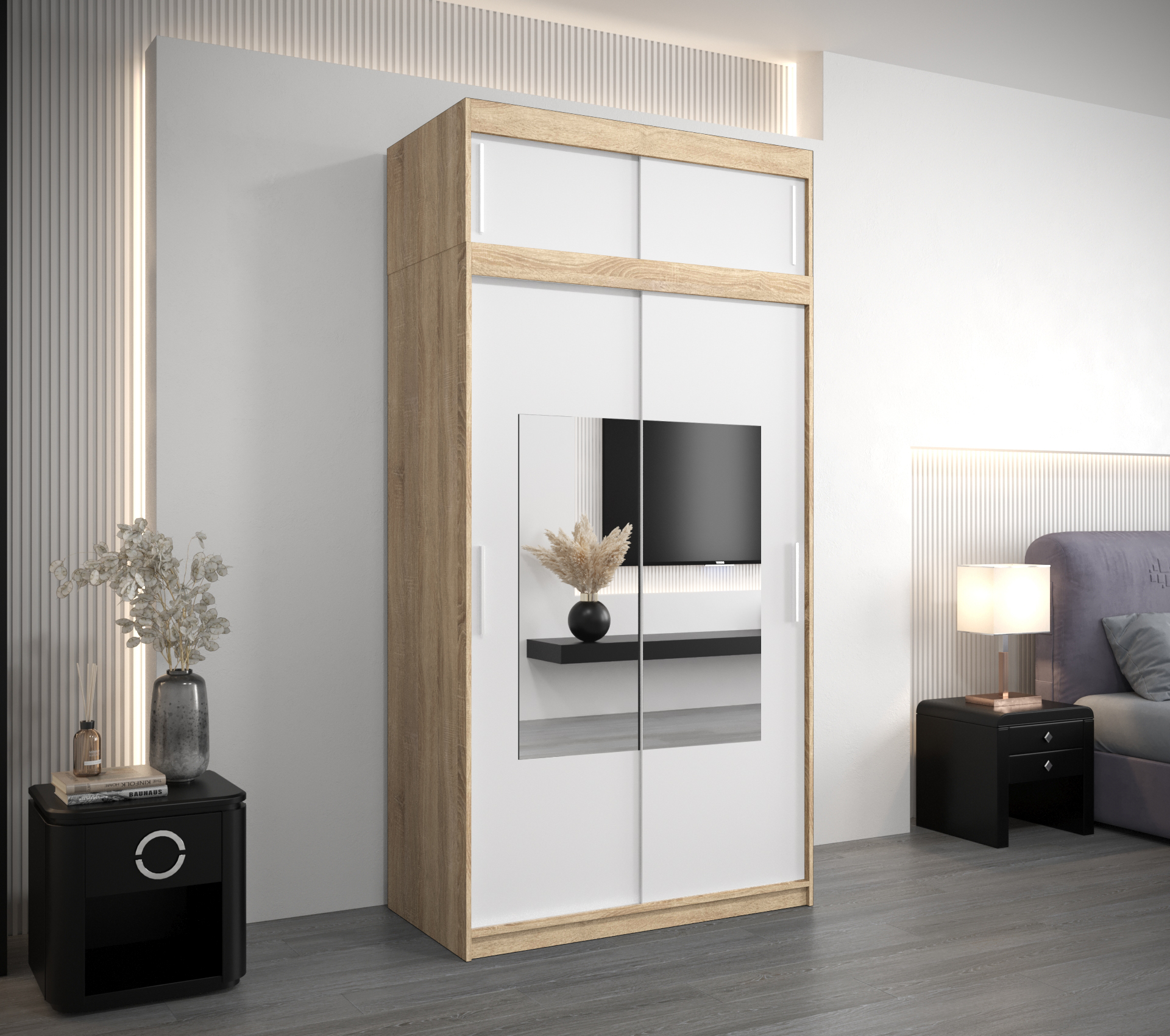 Šatní skříň Abi To s nástavcem Barva korpusu: Dub - sonoma