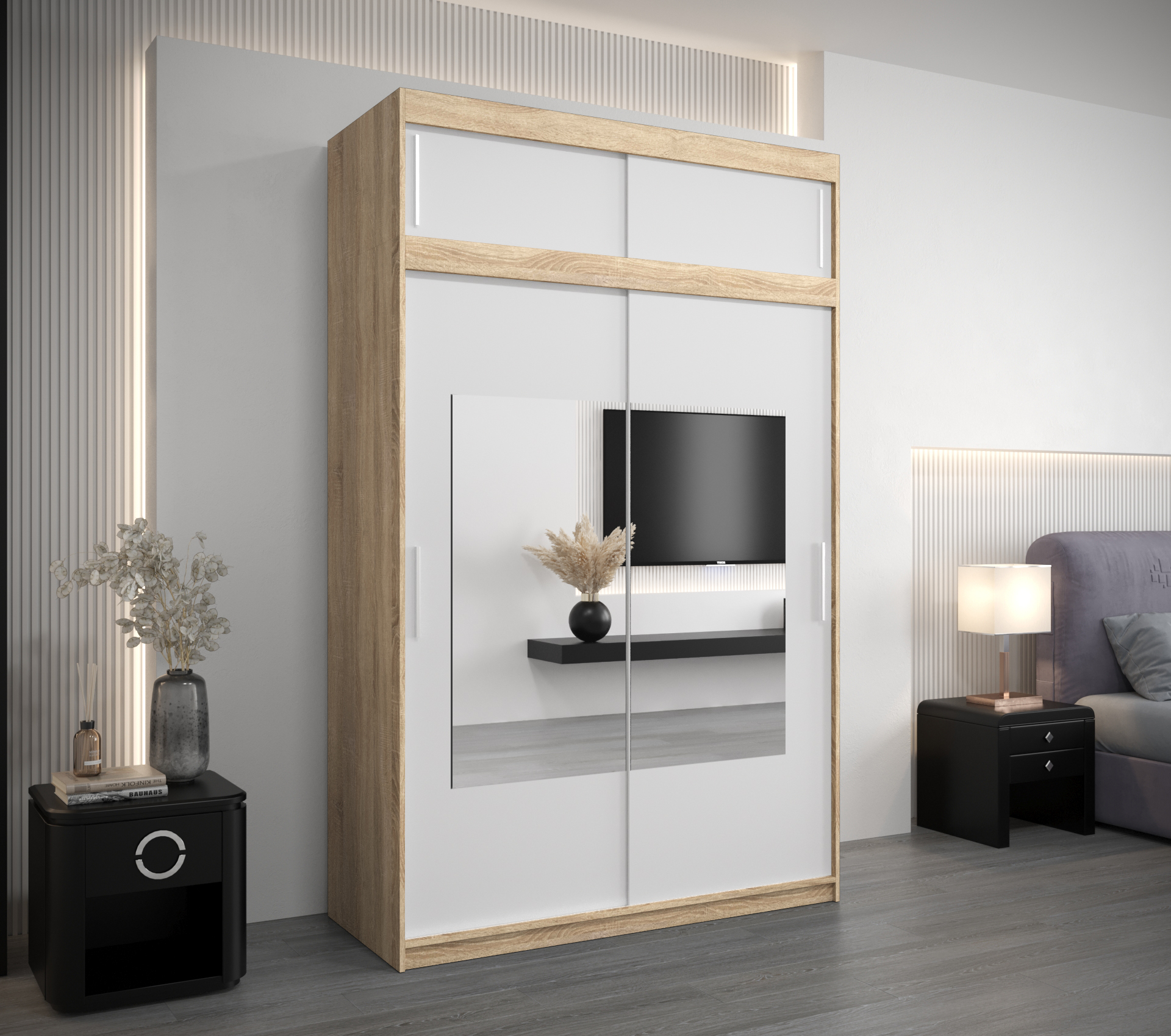 Šatní skříň Abi To s nástavcem Barva korpusu: Dub - sonoma