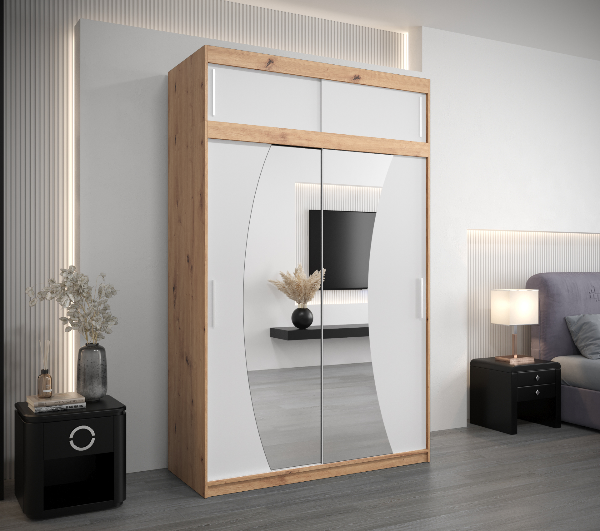 Šatní skříň Abi W0 s nástavcem Barva korpusu: Dub - Artisan