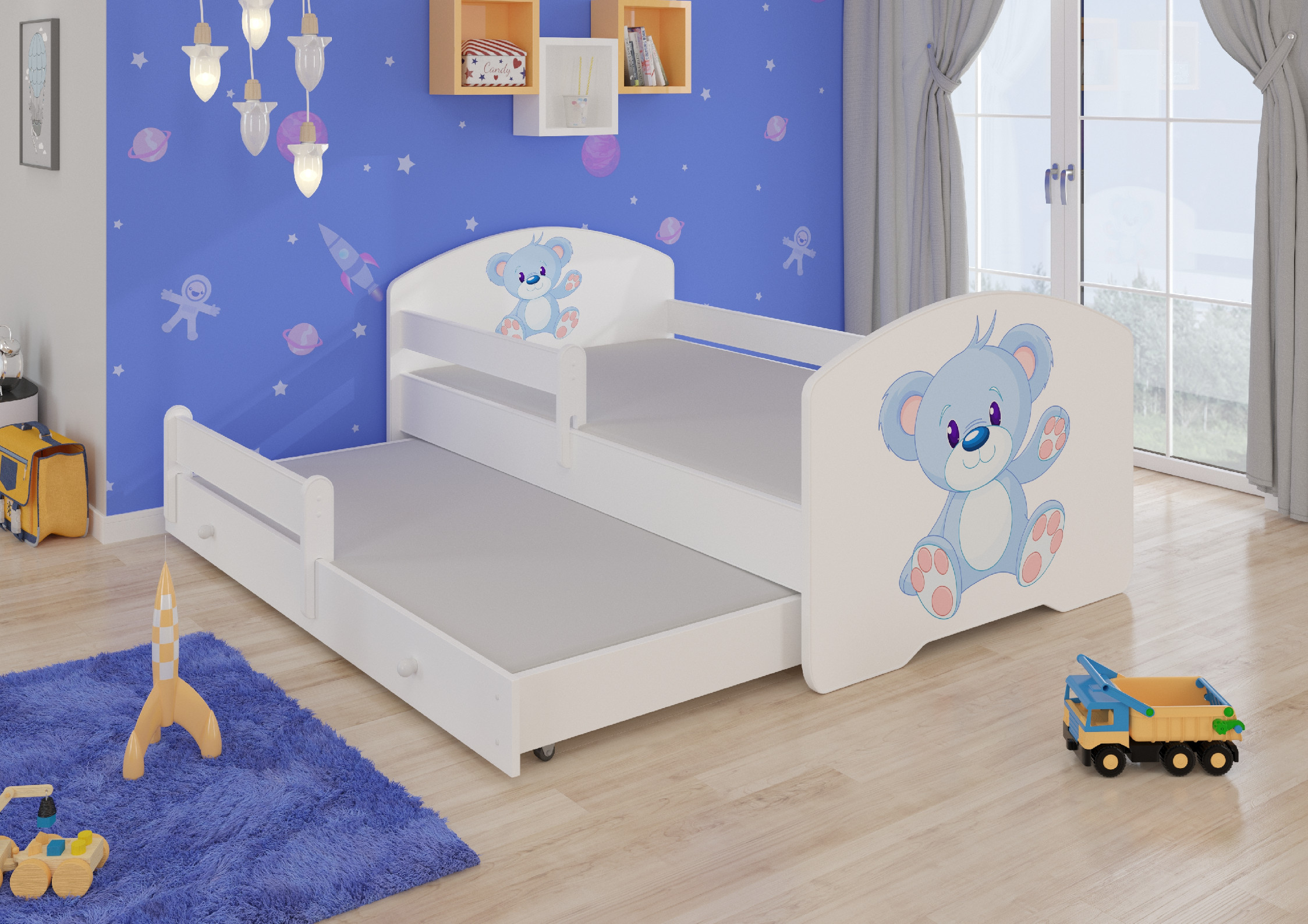 Dětská postel s obrázky - čelo Pepe II bar Rozměr: 160 x 80 cm