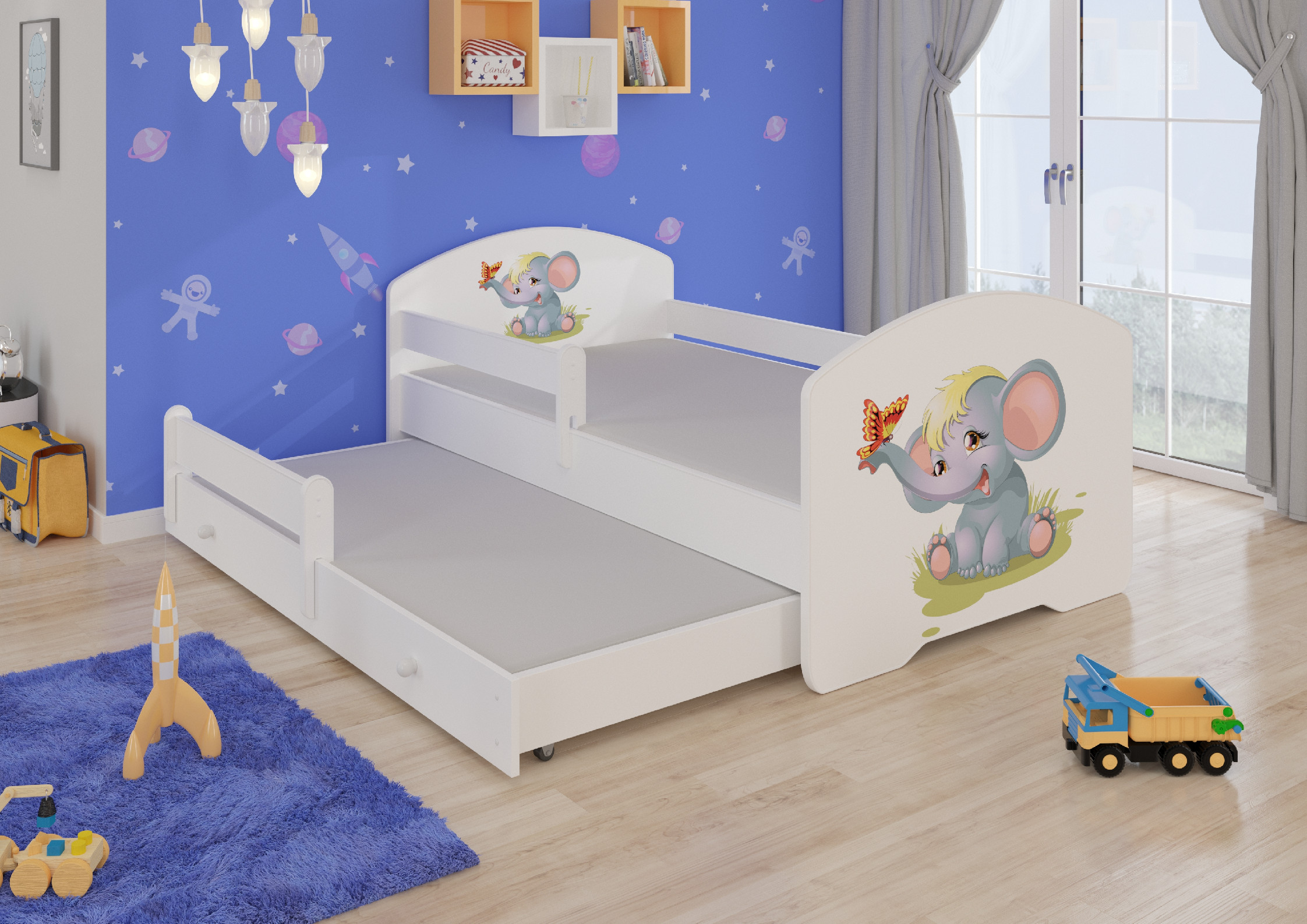 Dětská postel s obrázky - čelo Pepe II bar Rozměr: 160 x 80 cm