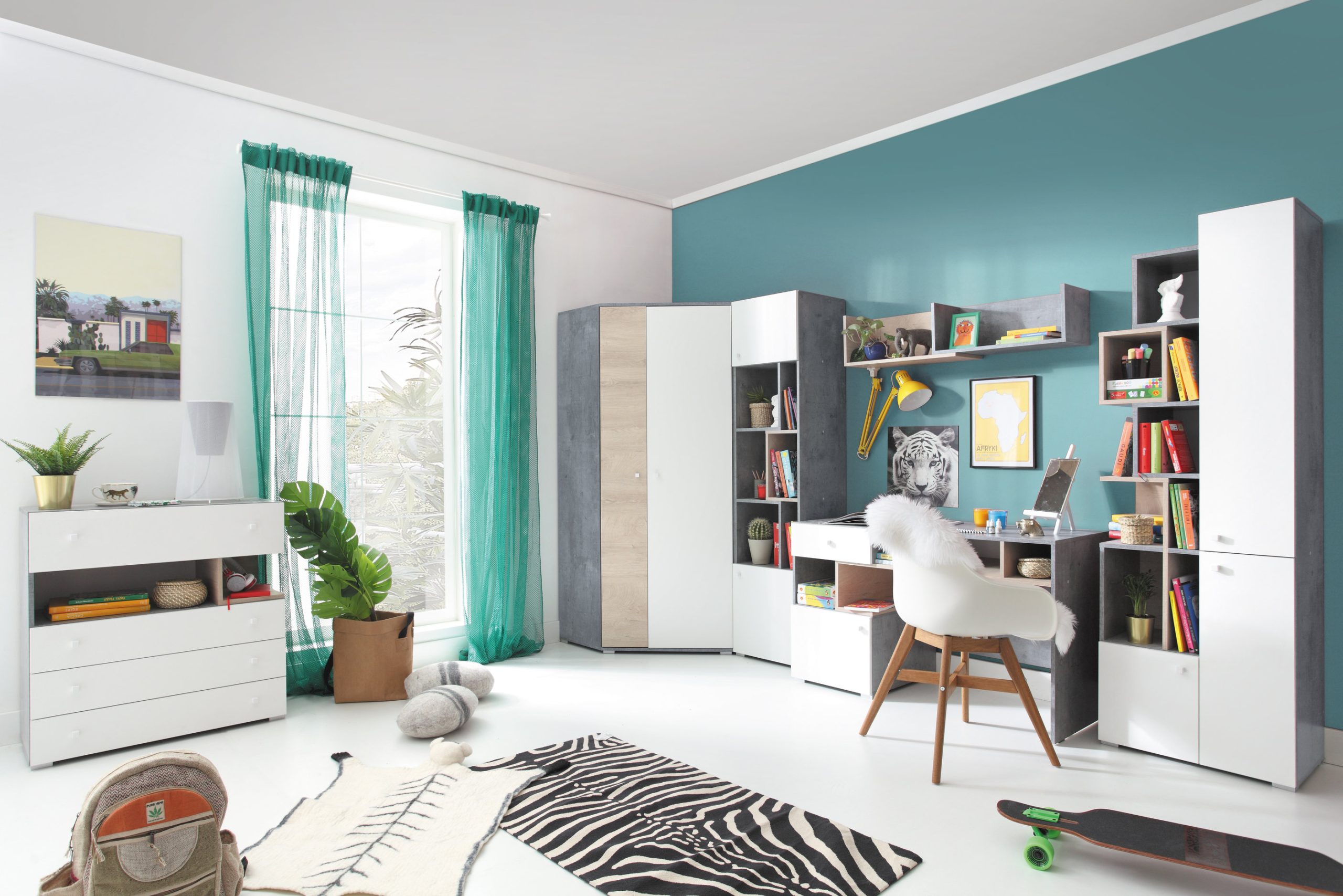 Dětský pokoj Sigma 4 Barva korpusu: Beton/Bílá/Dub