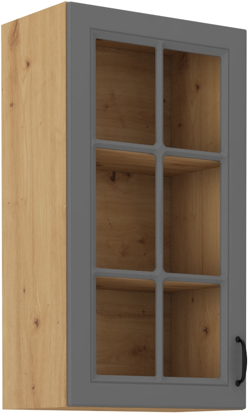 Horní prosklená skříňka Stilo 40 GS-90 1F Barva korpusu: Dust Grey + Dub artisan