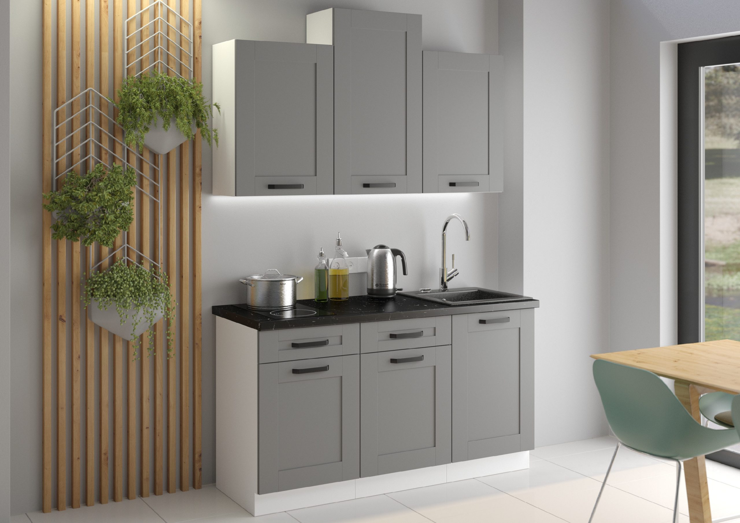 Kuchyňská linka 150 cm Luna 1 Barva korpusu: Dust Grey + Bílá