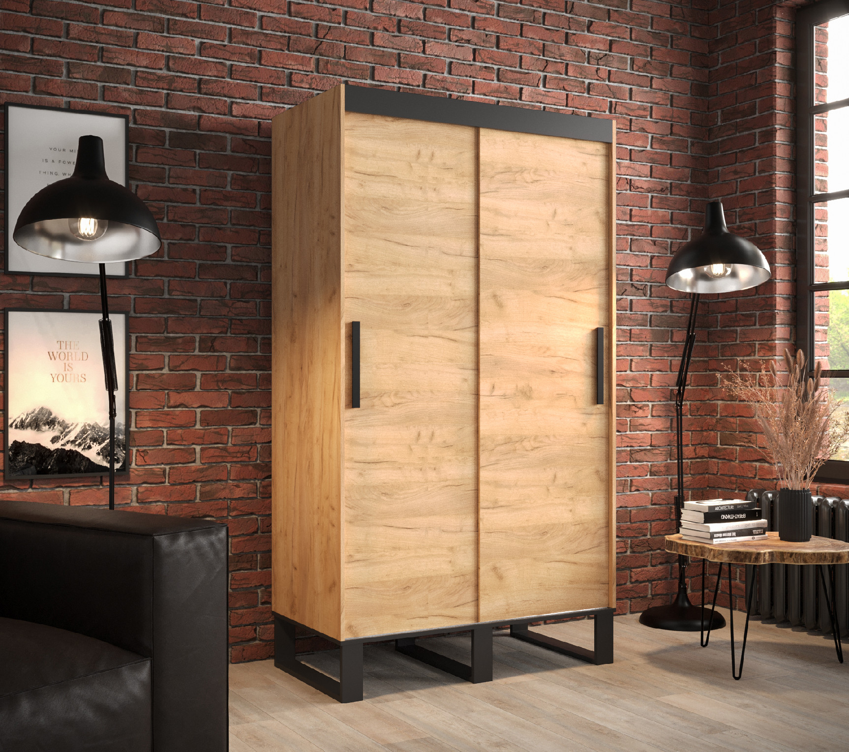 Šatní skříň Abi Loft Barva korpusu: Dub - Craft zlatý