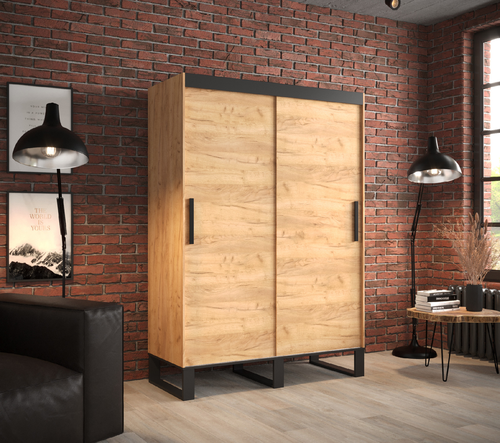 Šatní skříň Abi Loft Barva korpusu: Dub - Craft zlatý