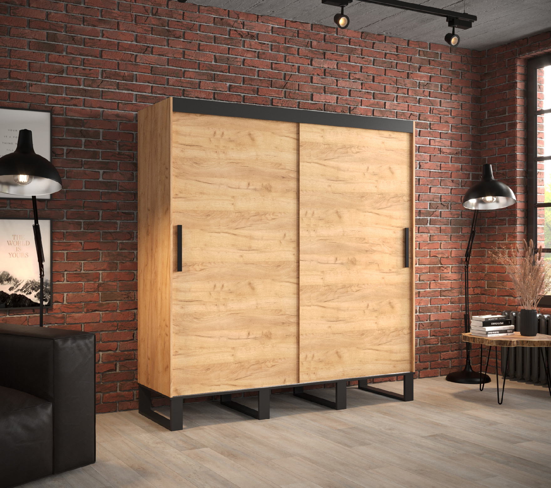 Šatní skříň Abi Loft Barva korpusu: Dub - Craft zlatý