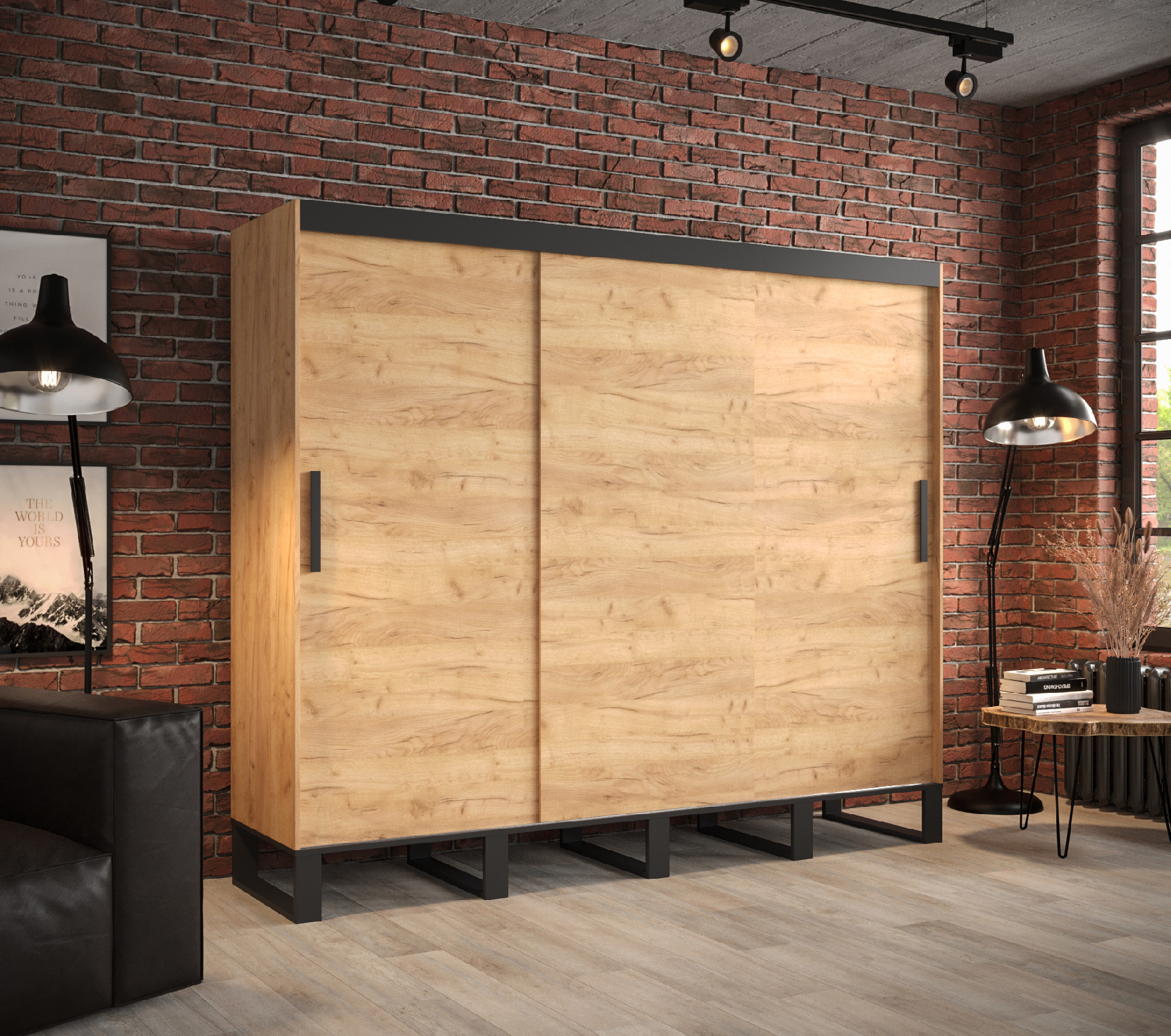 Šatní skříň Abi Loft Barva korpusu: Dub - Craft zlatý