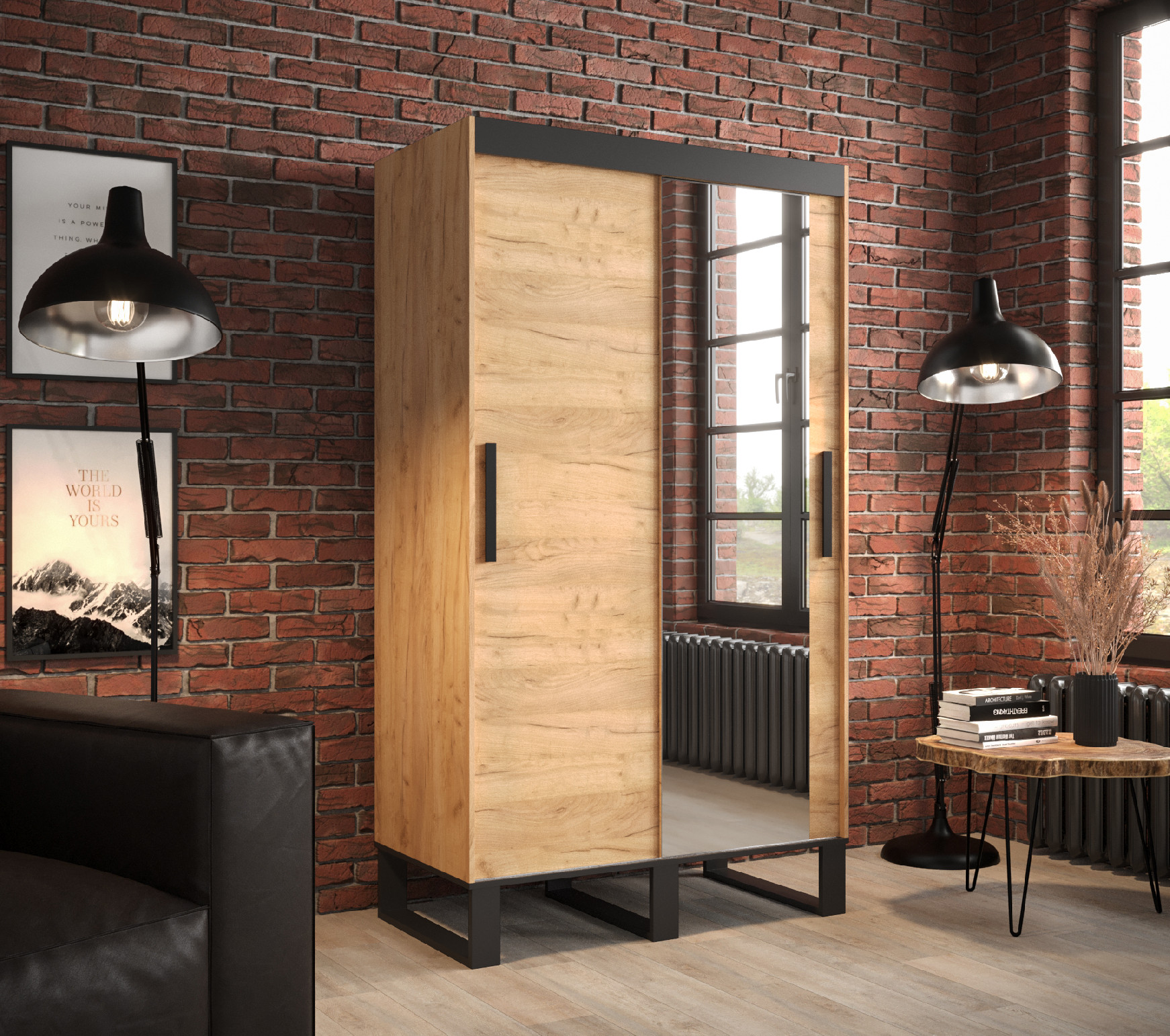 Šatní skříň Abi Loft T2 Barva korpusu: Dub - Craft zlatý