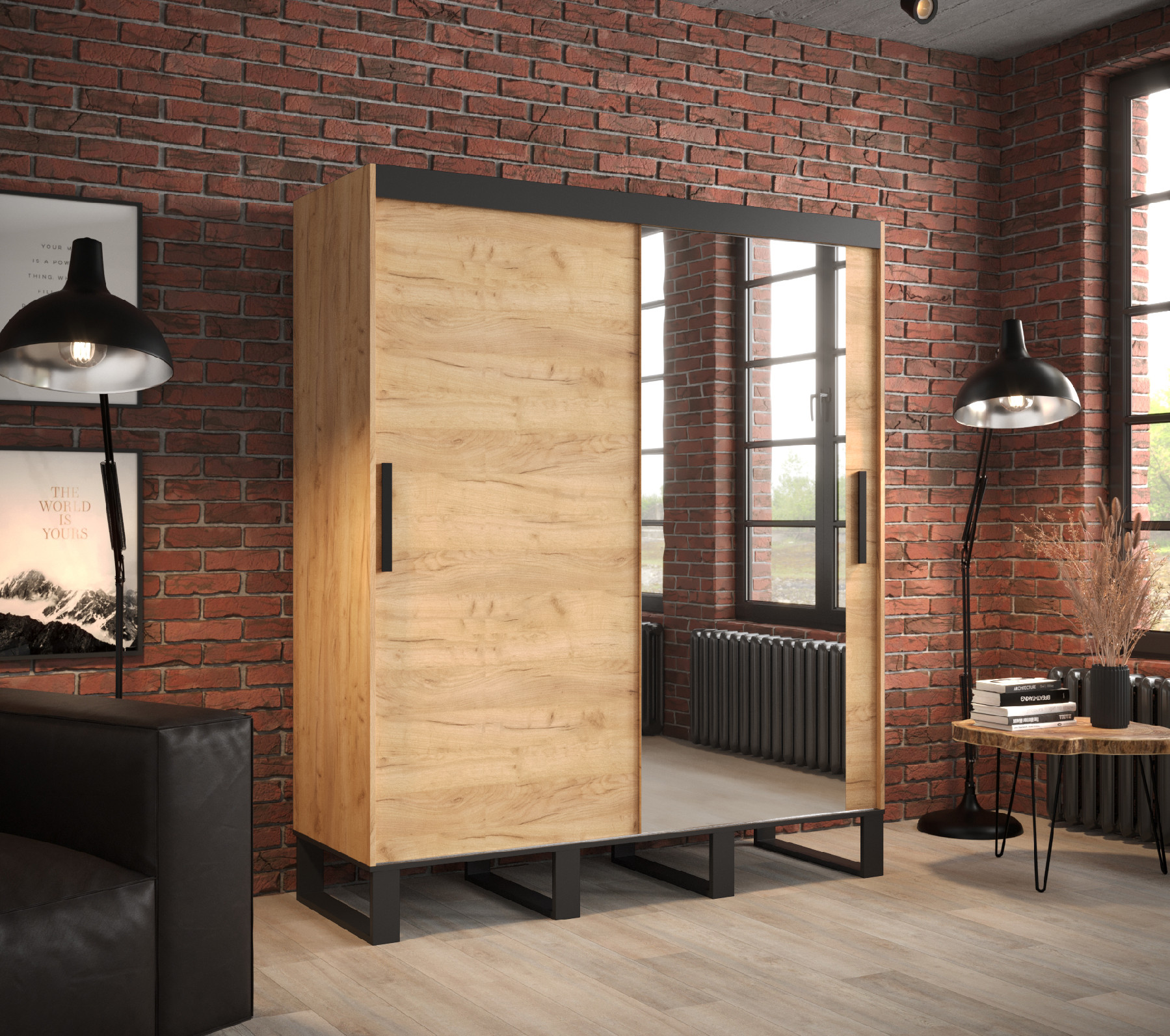 Šatní skříň Abi Loft T2 Barva korpusu: Dub - Craft zlatý