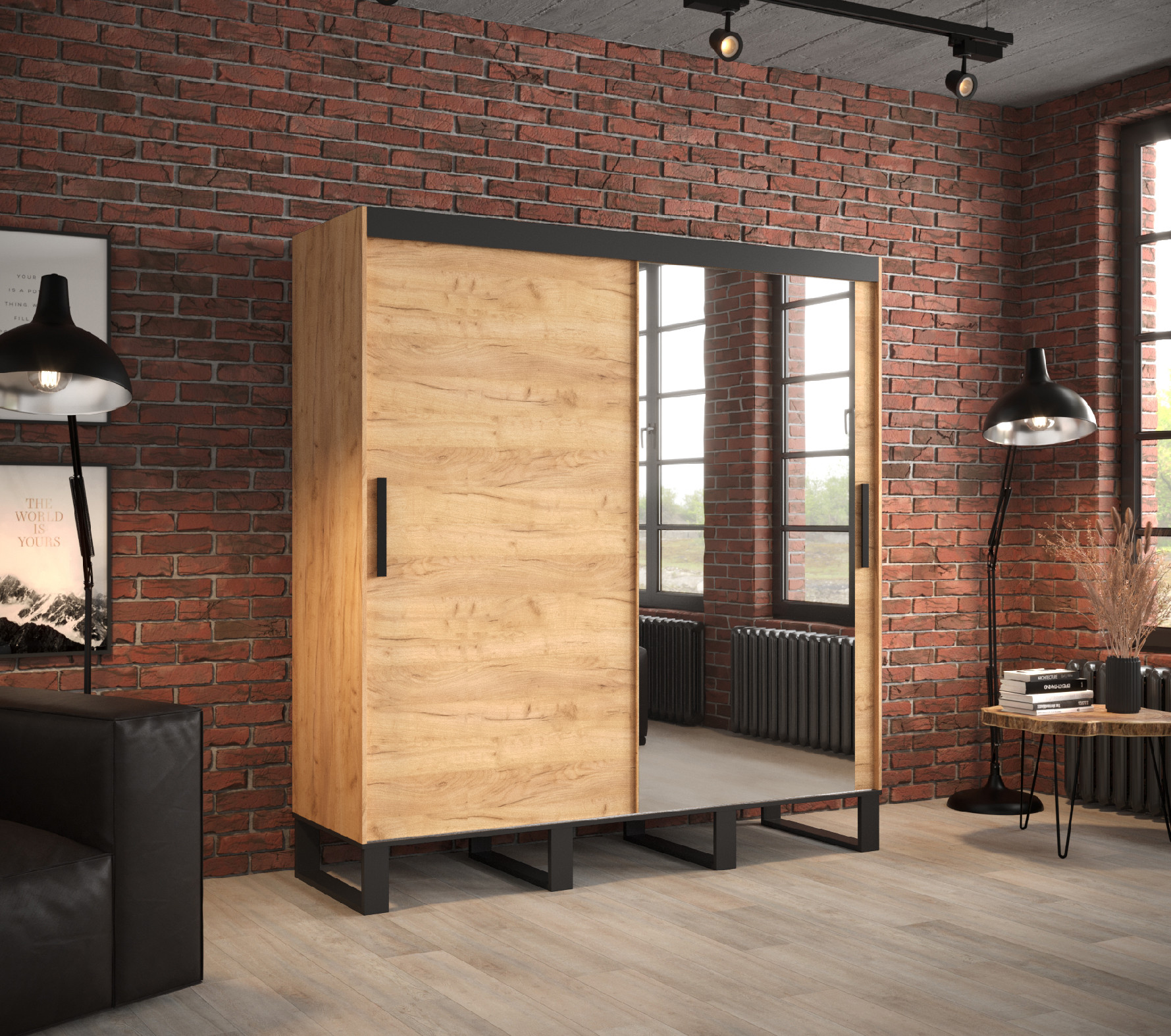 Šatní skříň Abi Loft T2 Barva korpusu: Dub - Craft zlatý