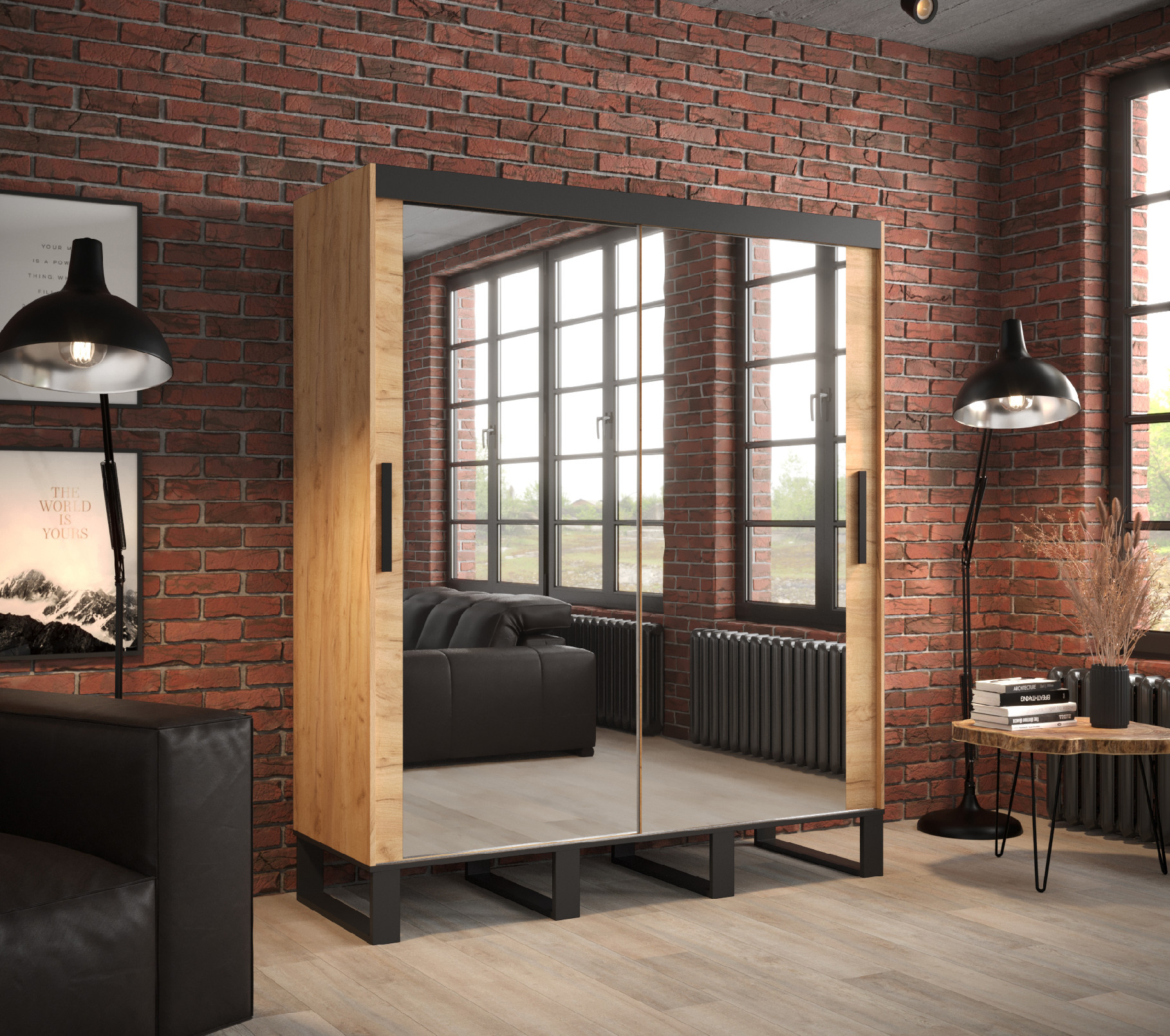 Šatní skříň Abi Loft T3 Barva korpusu: Dub - Craft zlatý