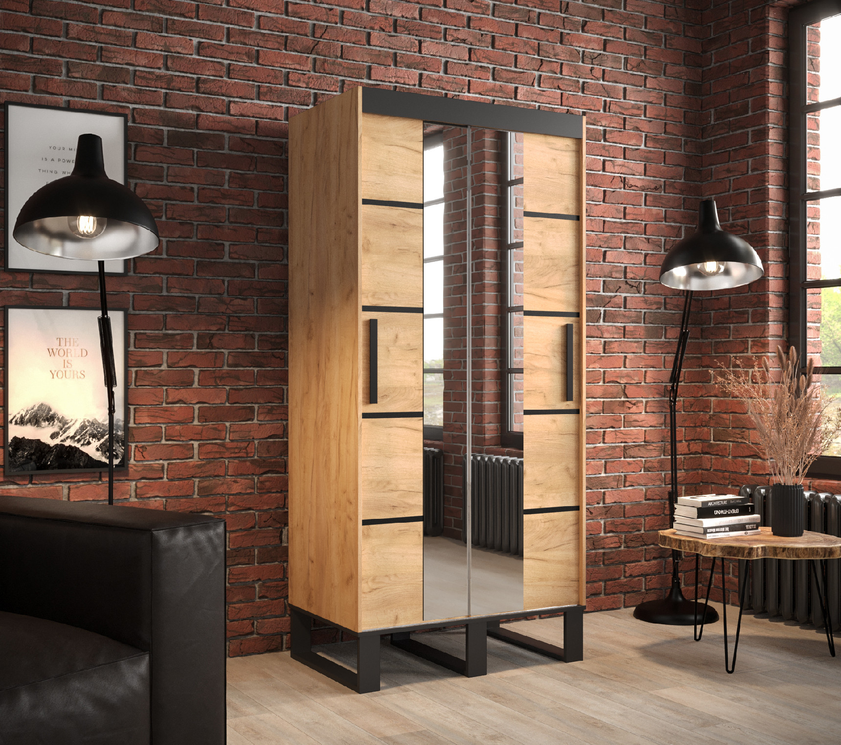 Šatní skříň Abi Loft V4 Barva korpusu: Dub - Craft zlatý