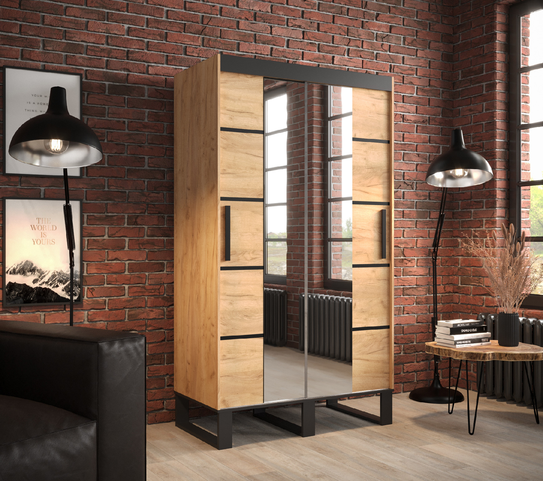 Šatní skříň Abi Loft V4 Barva korpusu: Dub - Craft zlatý