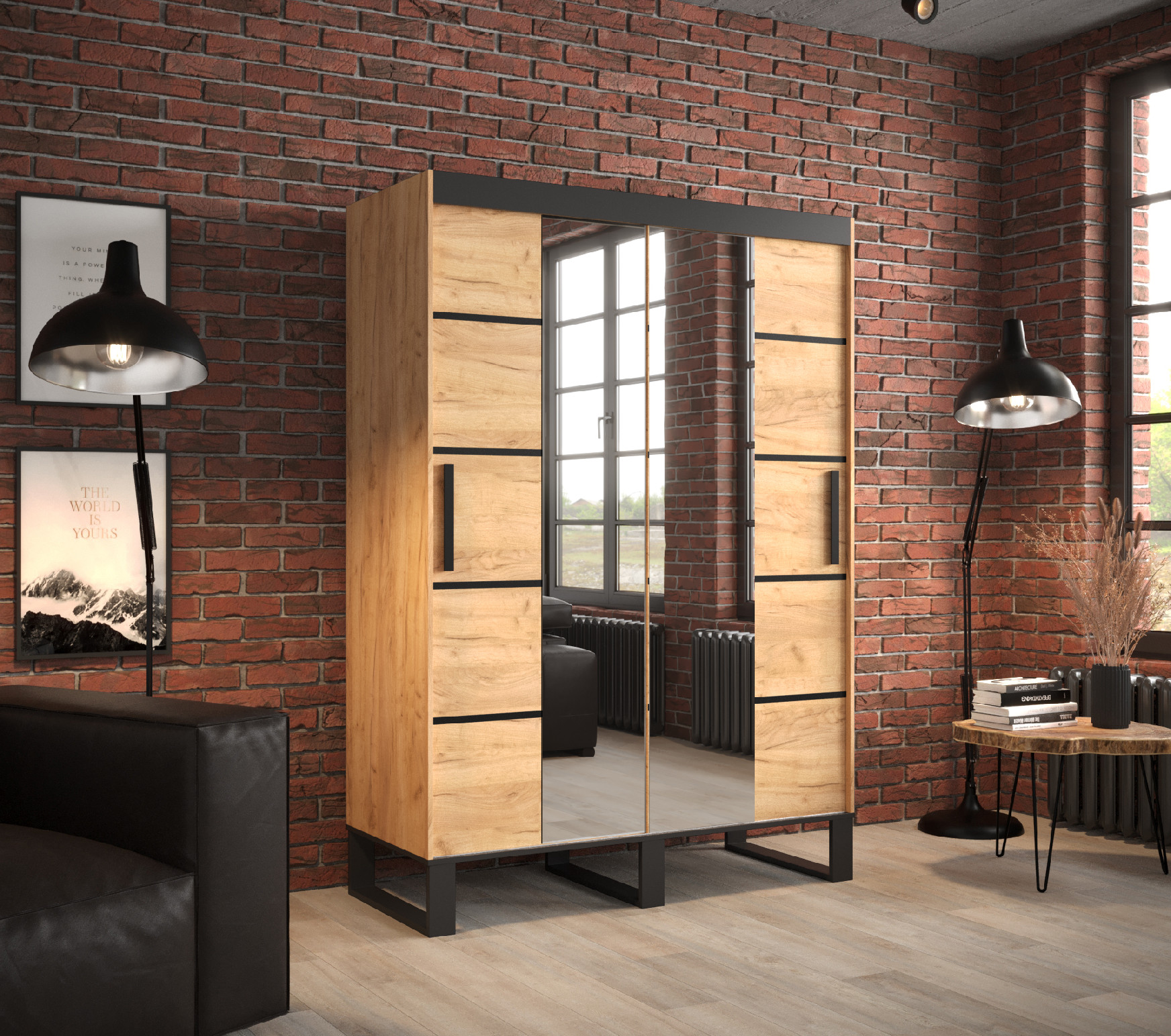 Šatní skříň Abi Loft V4 Barva korpusu: Dub - Craft zlatý