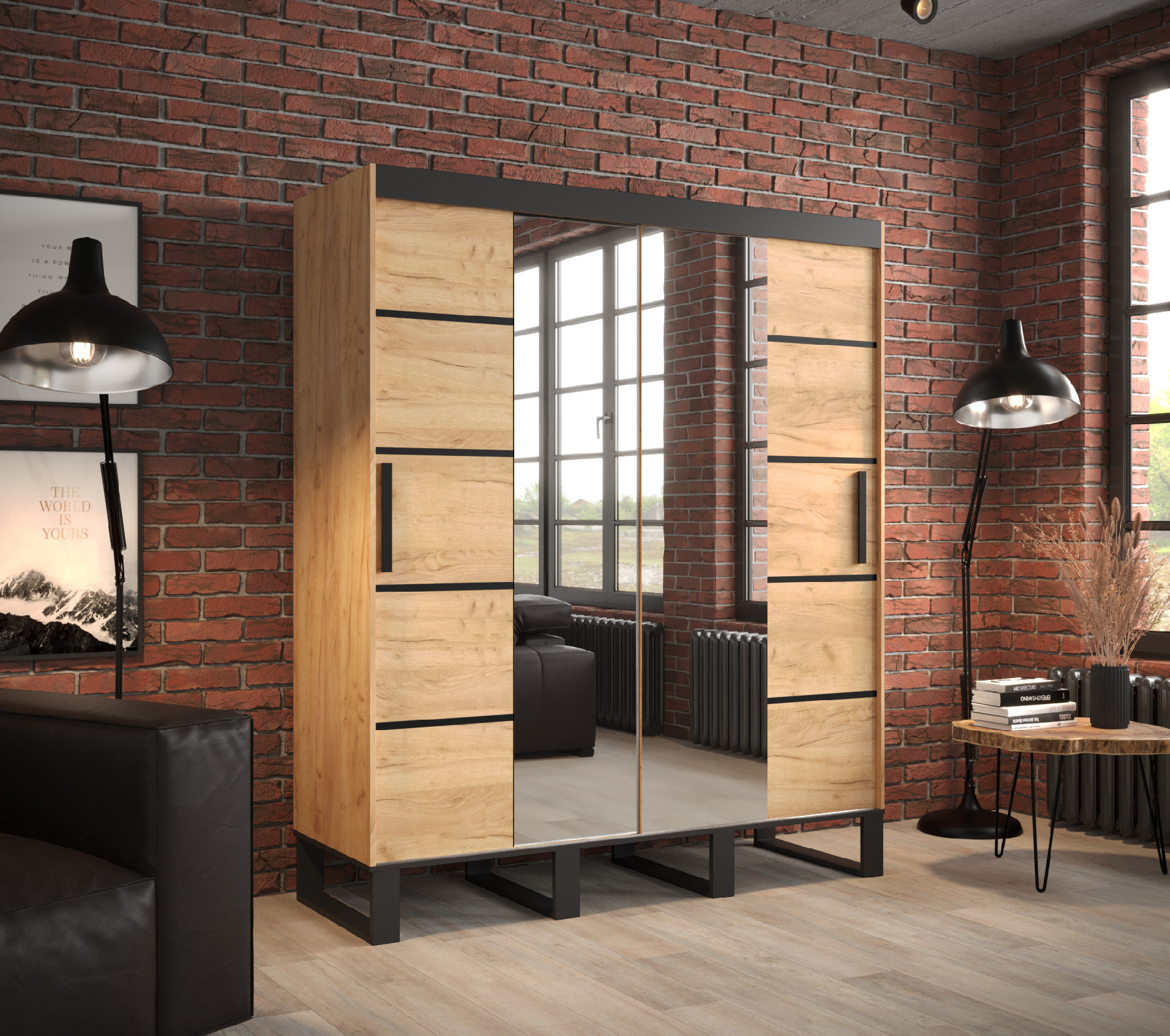 Šatní skříň Abi Loft V4 Barva korpusu: Dub - Craft zlatý